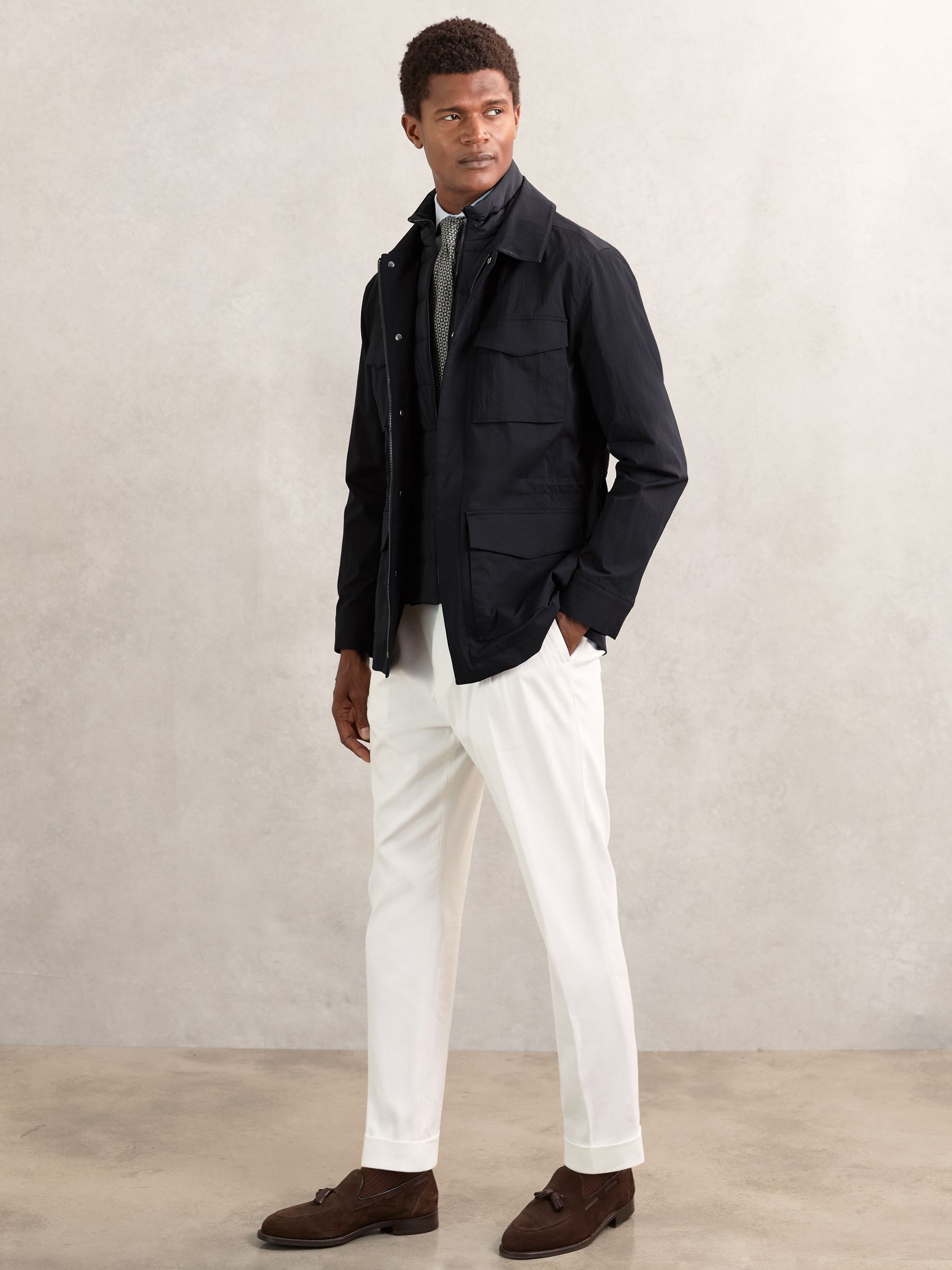 Removable-Gilet Safari Jacket in Navy - Image 3 of 7