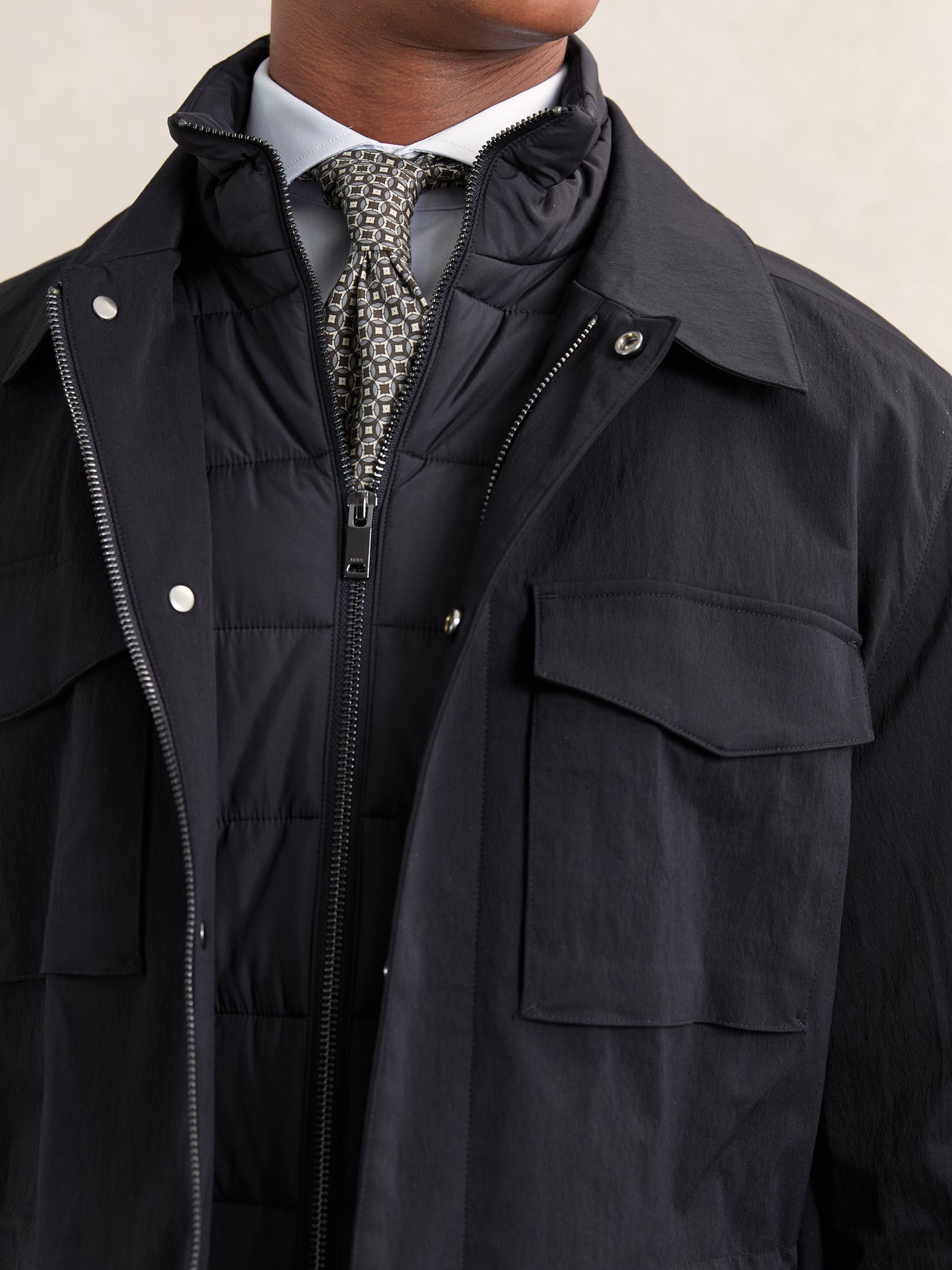 Removable-Gilet Safari Jacket in Navy - Image 4 of 7
