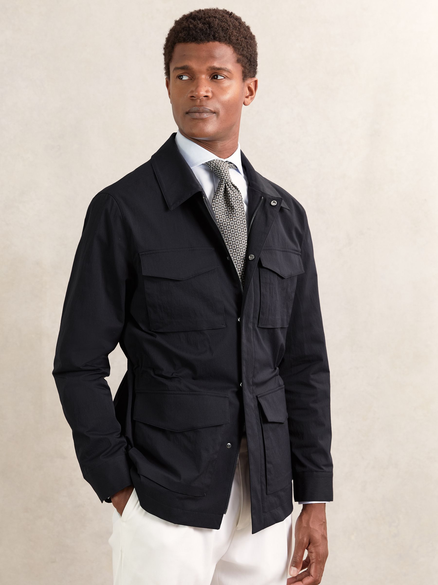 Reiss Removable-Gilet Safari Jacket in Navy | REISS