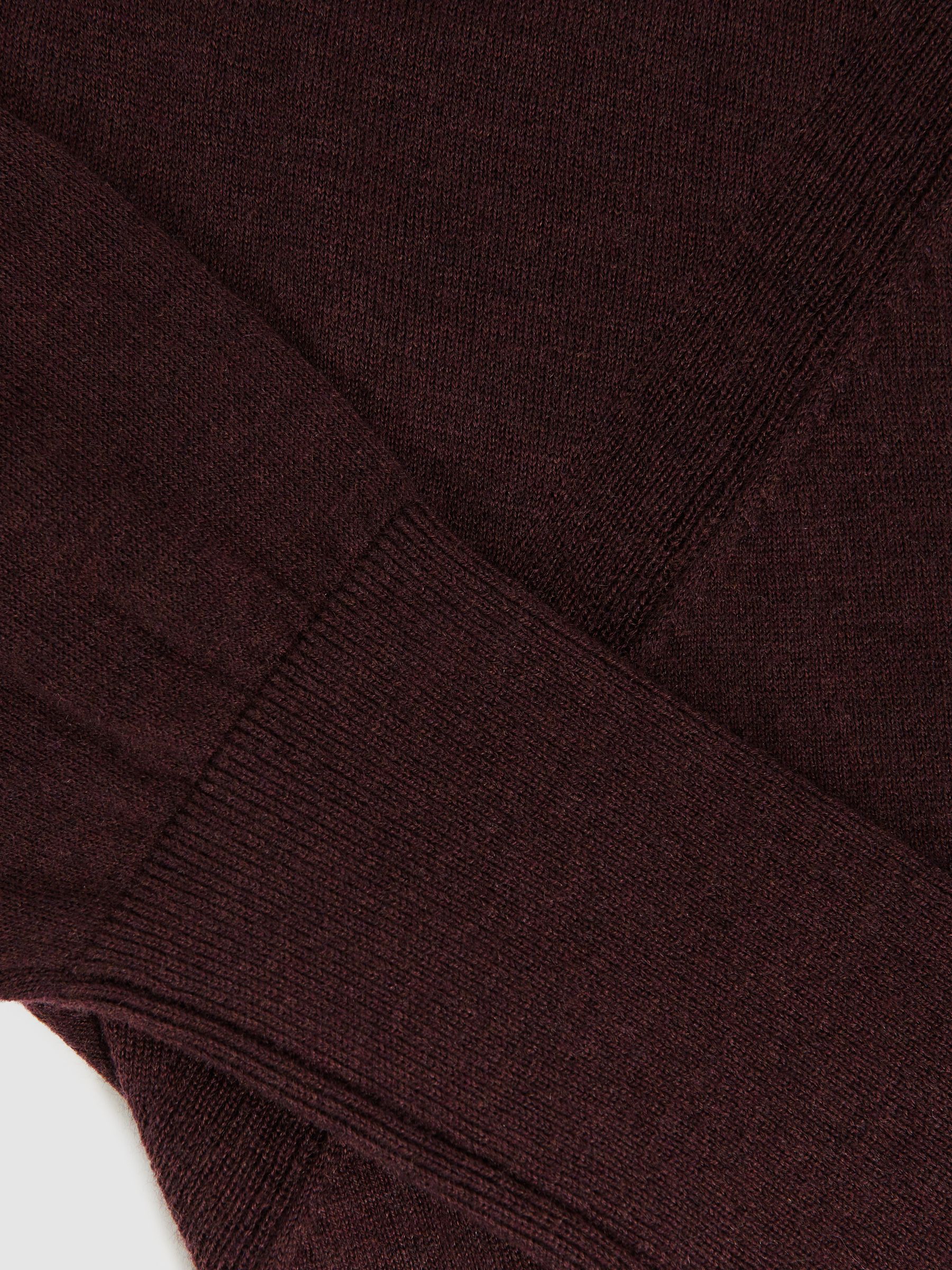 Wool Scarf-Tie Draped Jumper in Burgundy - Image 5 of 5