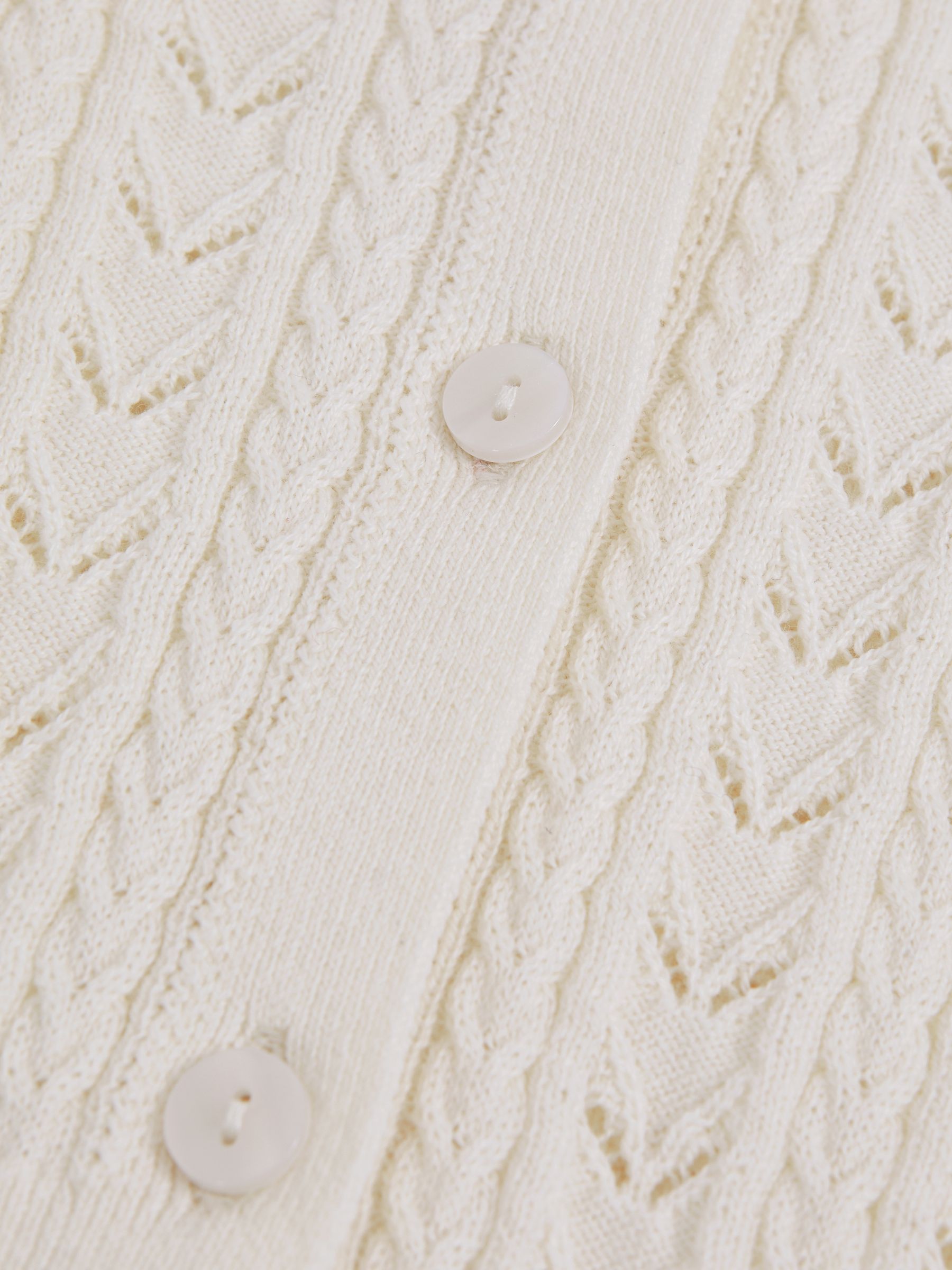 13-14 yrs Wool-Cotton Pointelle Cardigan in Ivory - Image 4 of 4