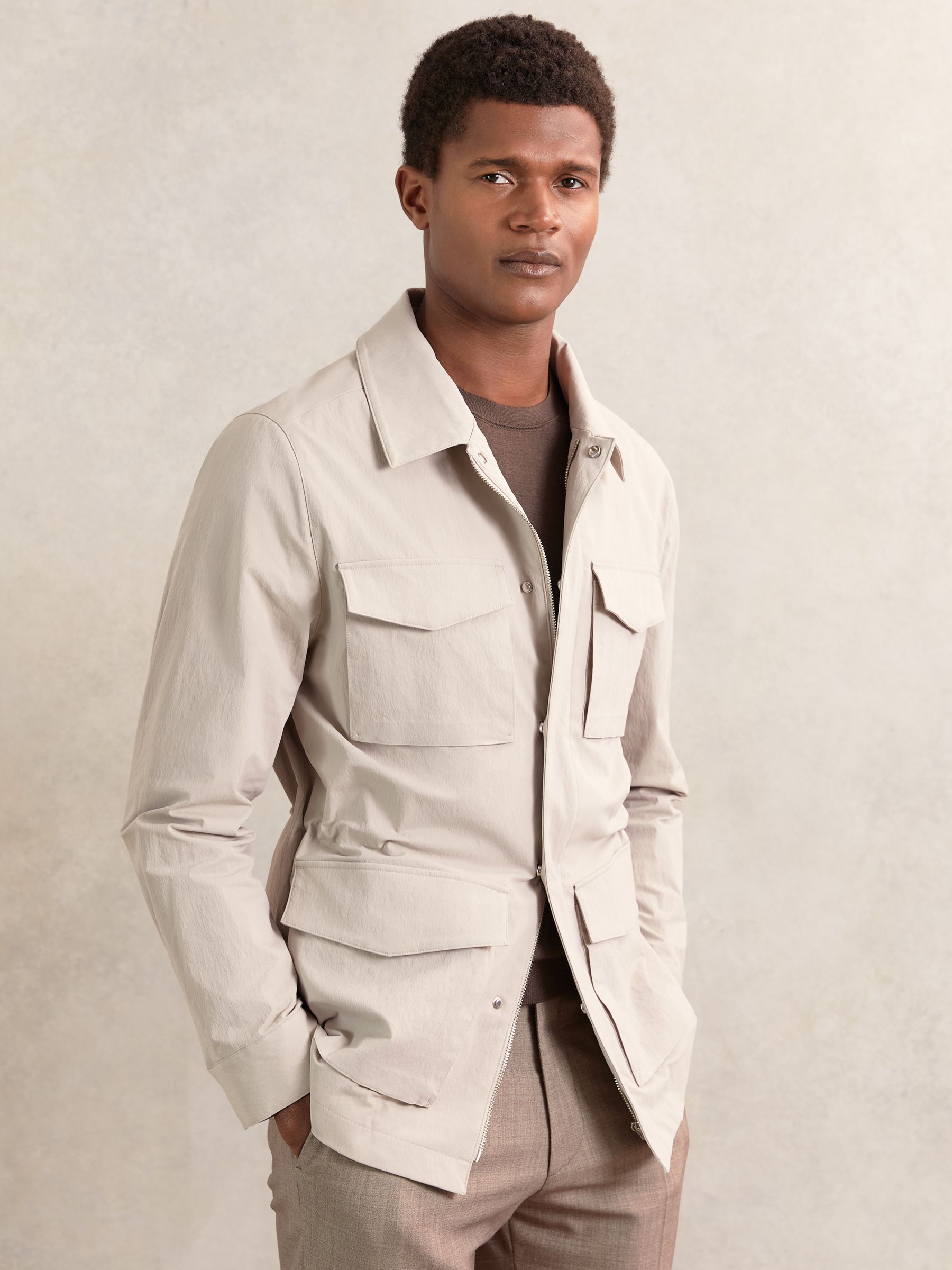 Removable-Gilet Safari Jacket in Stone - Image 3 of 8
