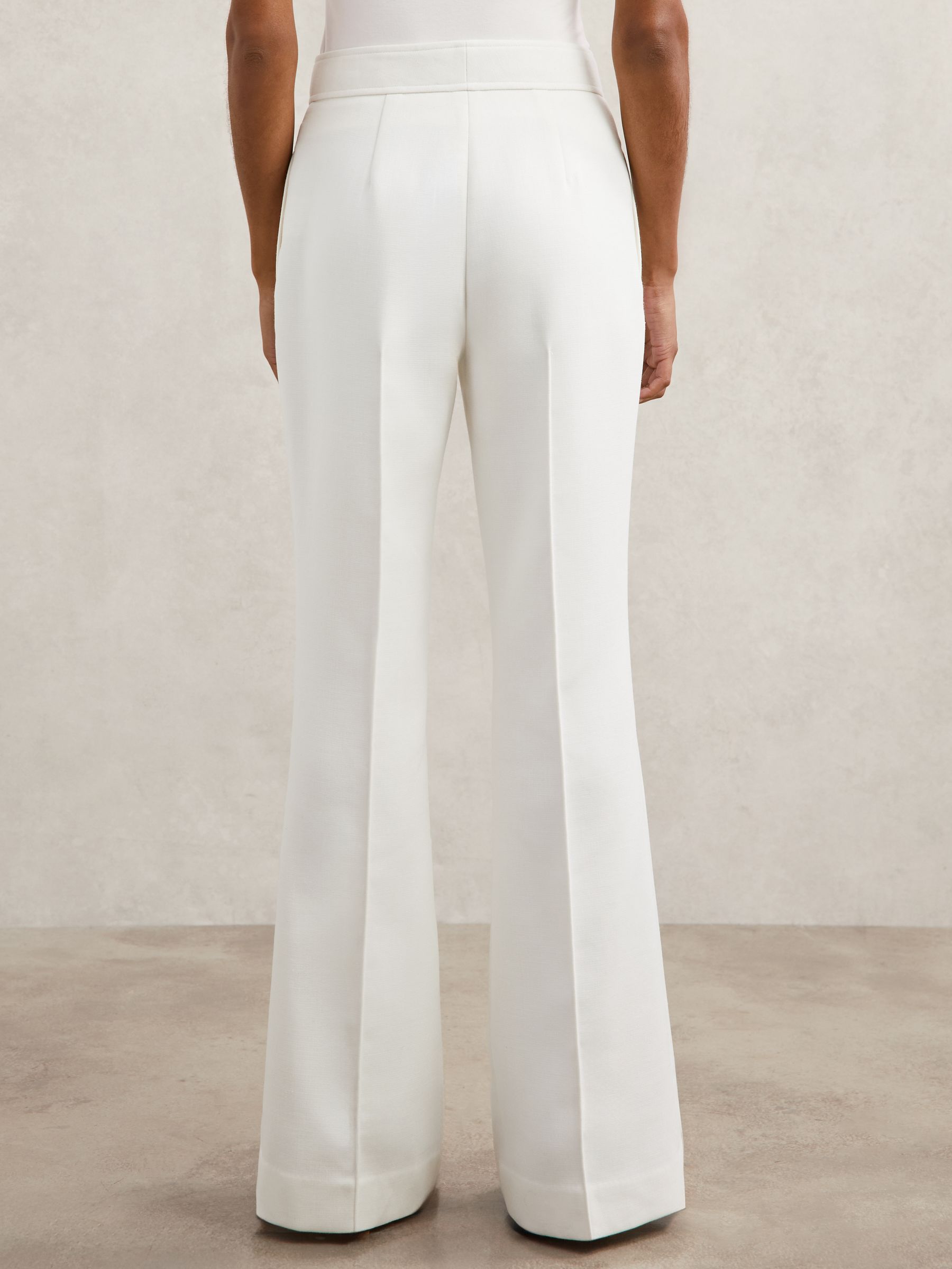 Twill Button-Tab Flared Trousers With Wool in White - image 5