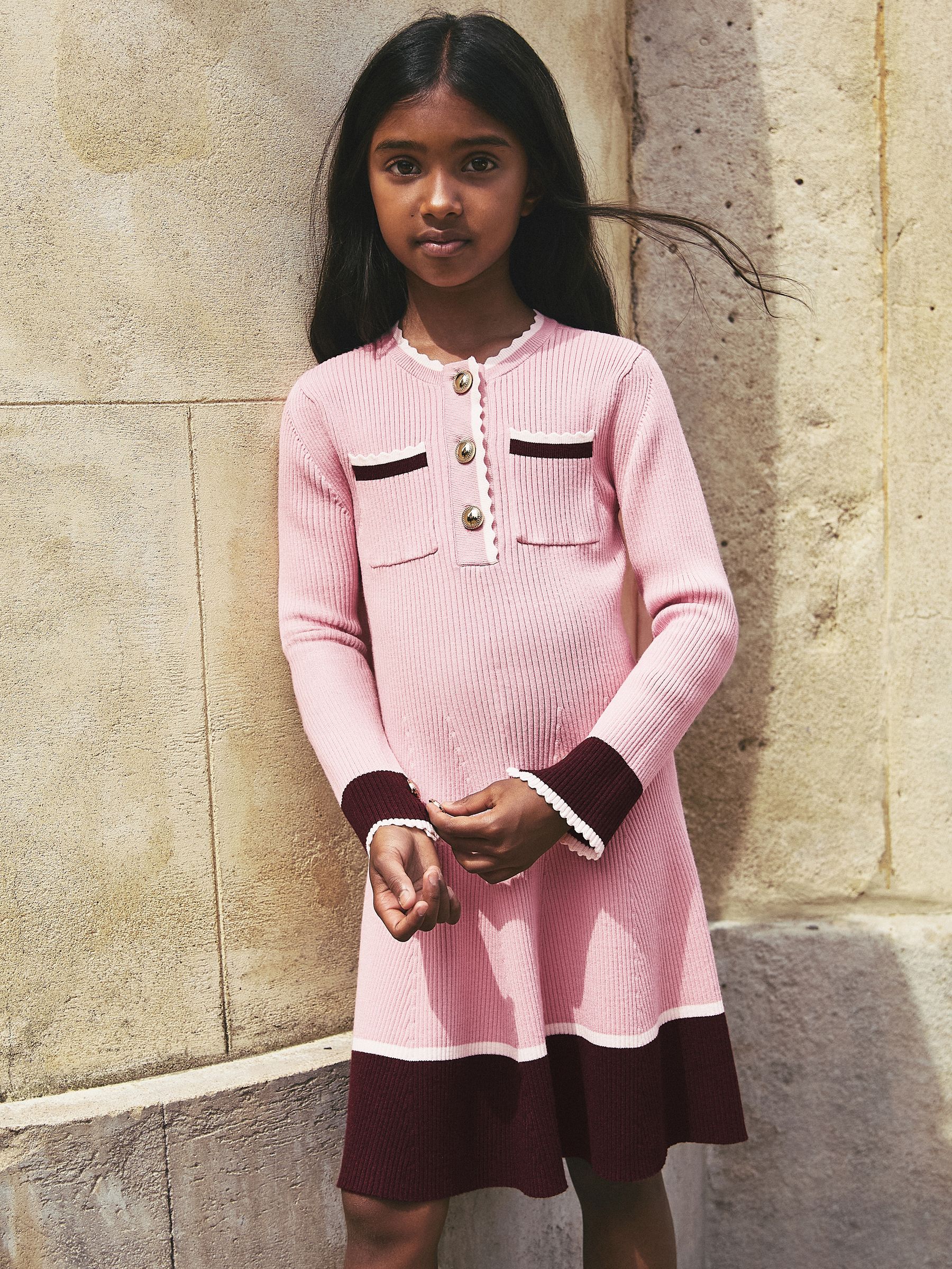 3-9 yrs Scallop-Trim Rib-Knit Dress in Pink - Image 1 of 6 3-9 yrs Scallop-Trim Rib-Knit Dress in Pink - Image 1 of 6