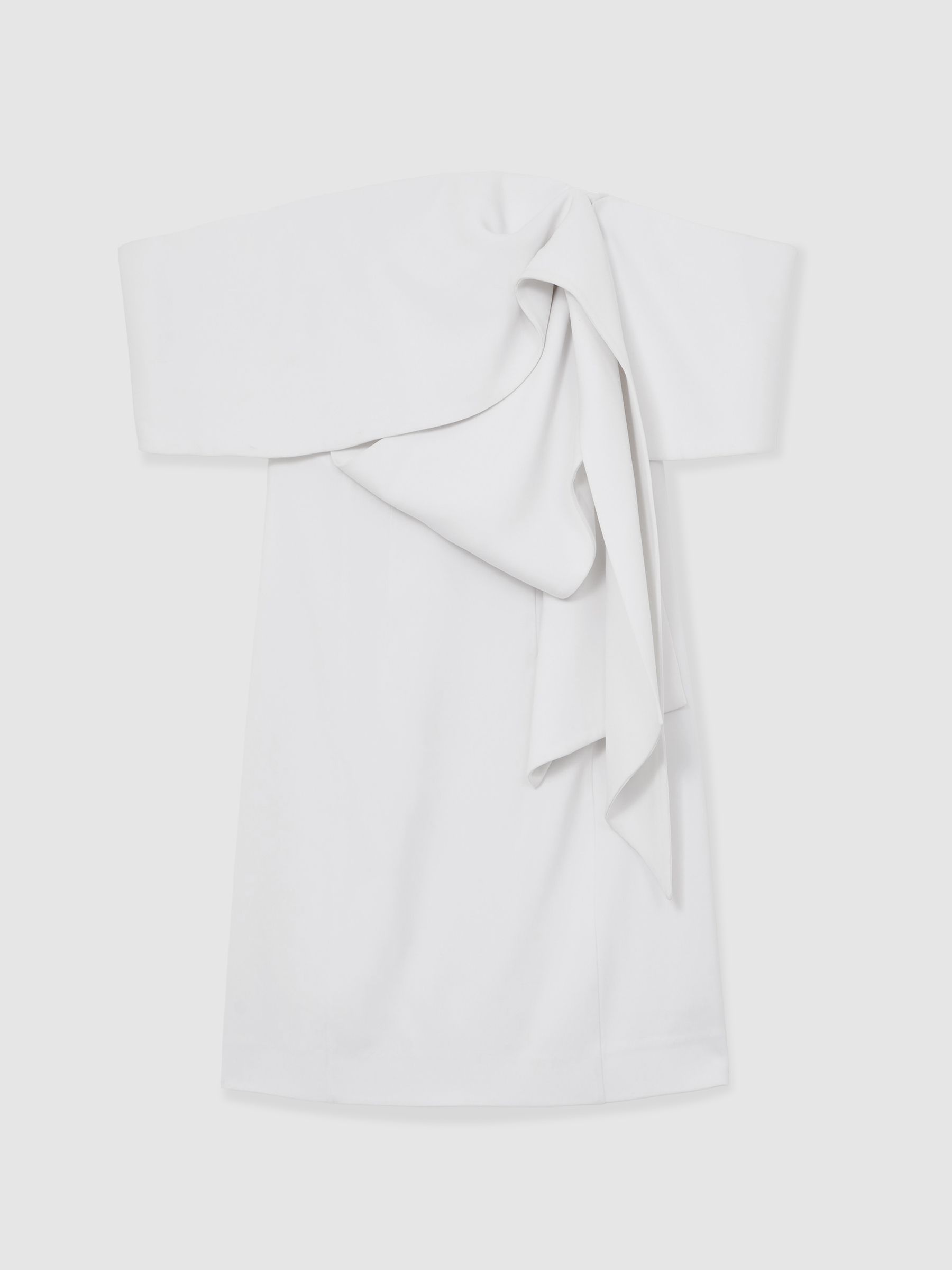 Sculptural Off-Shoulder Mini Dress in Ivory - Image 2 of 6