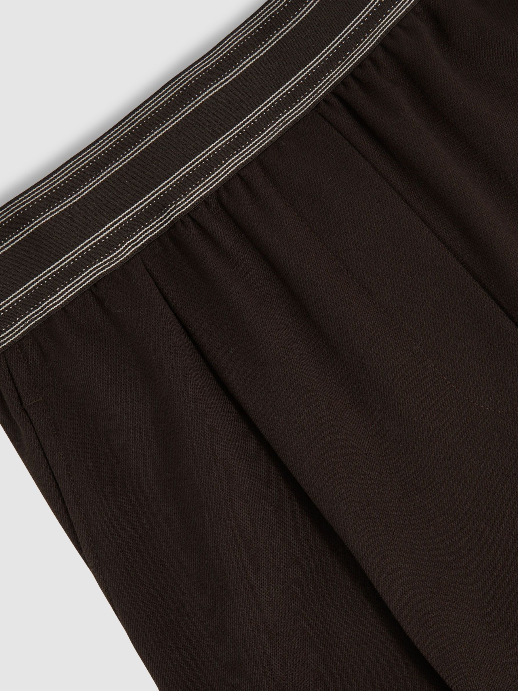 Wide-Leg Contrast-Waistband Trousers in Chocolate Brown - Image 6 of 6