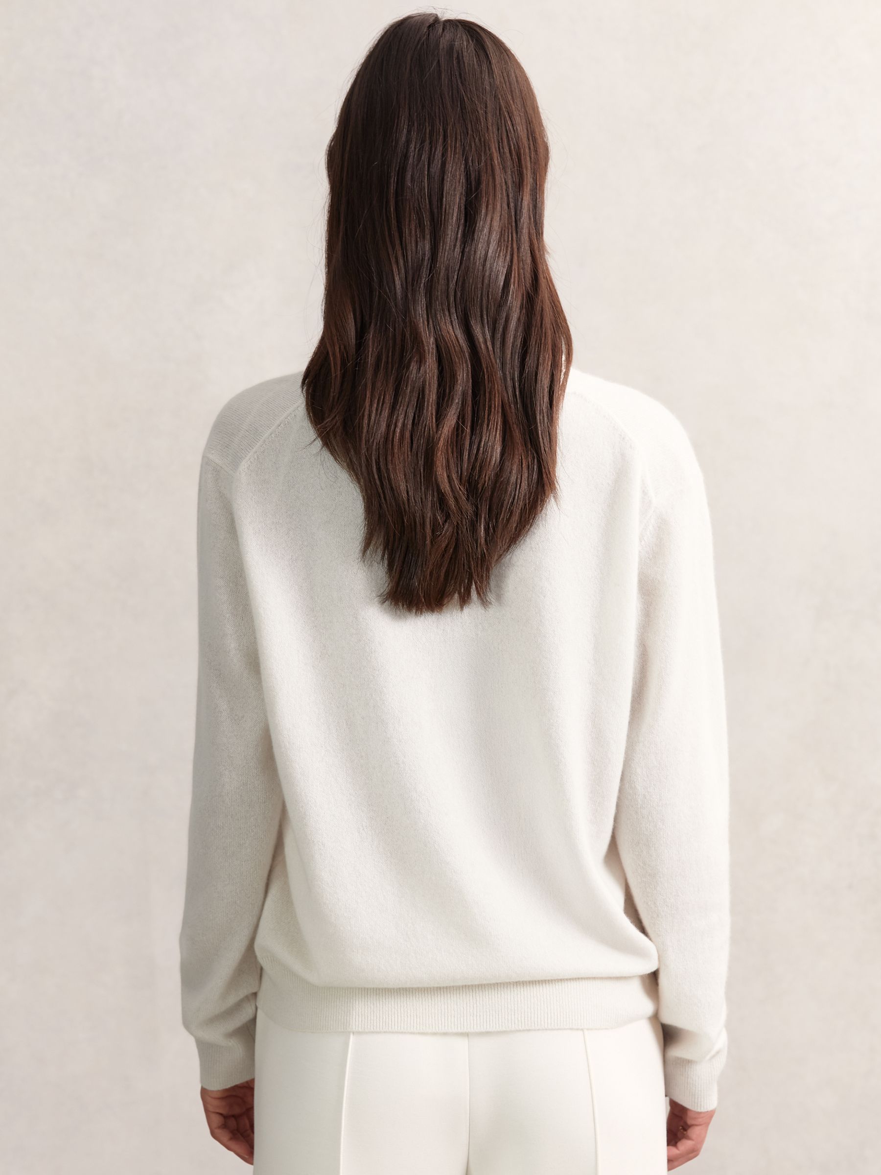 Cashmere V-Neck Jumper in Cream - image 4