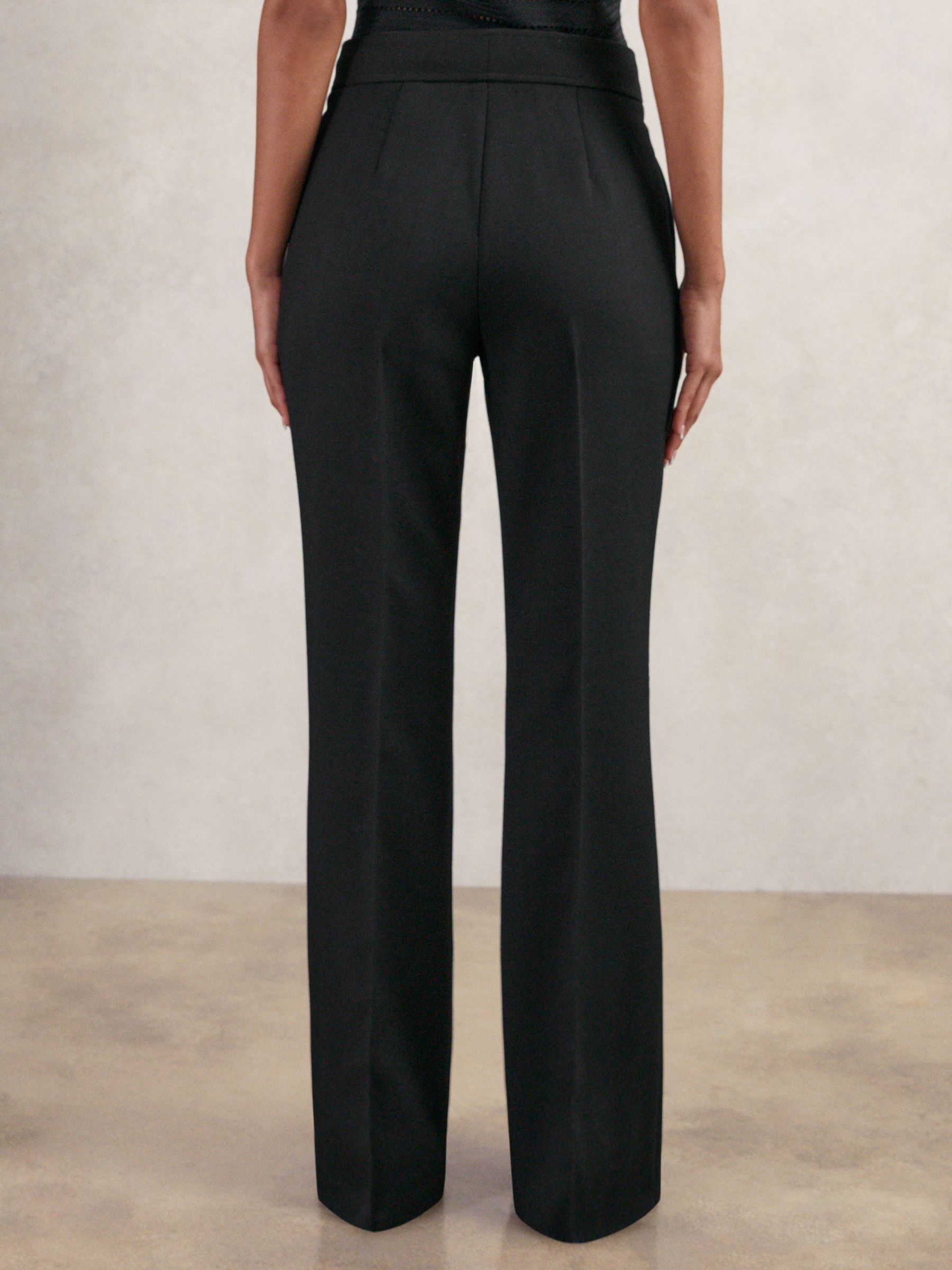 Twill Button-Tab Flared Trousers With Wool in Black - Image 6 of 7