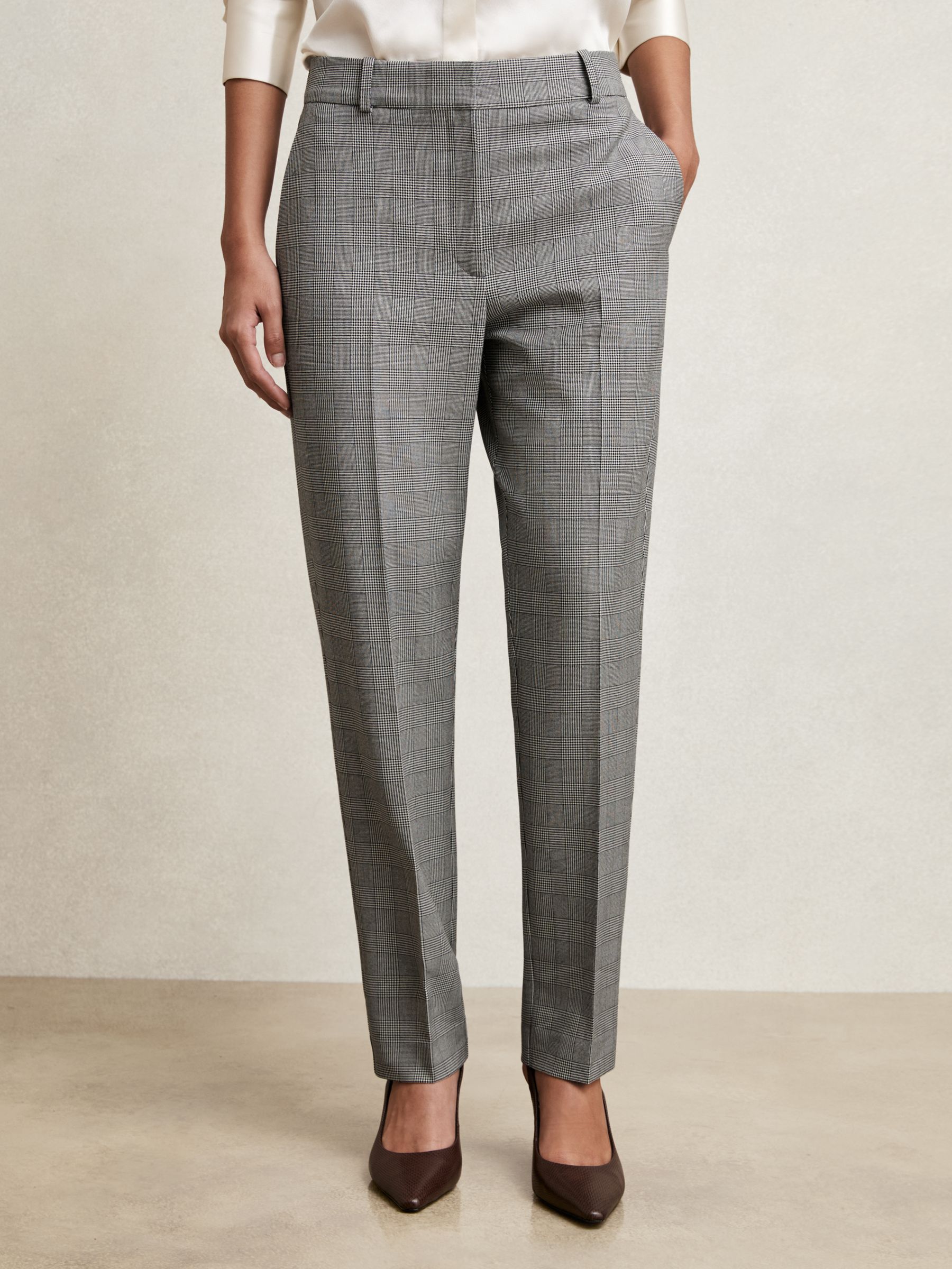 Check Slim-Fit Suit Trousers in Grey - Image 4 of 6