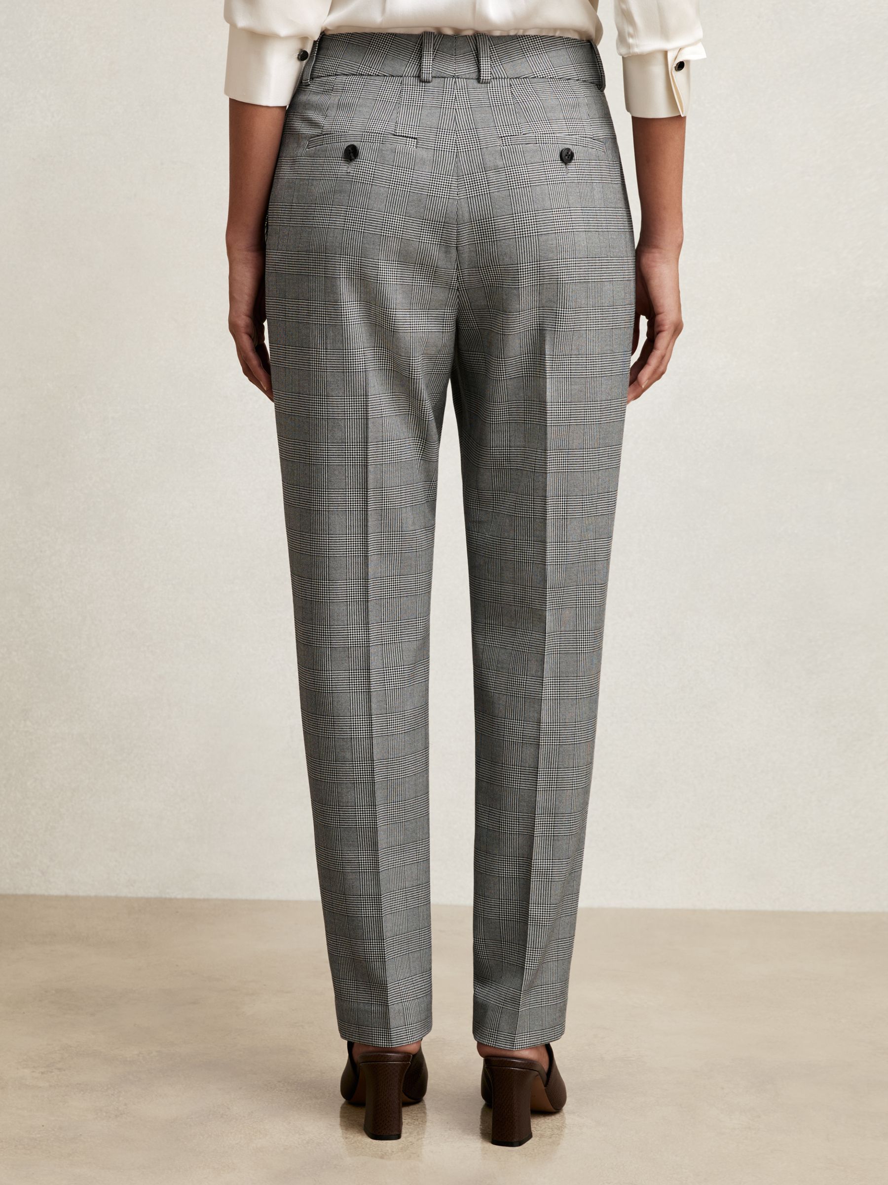 Check Slim-Fit Suit Trousers in Grey - image 4