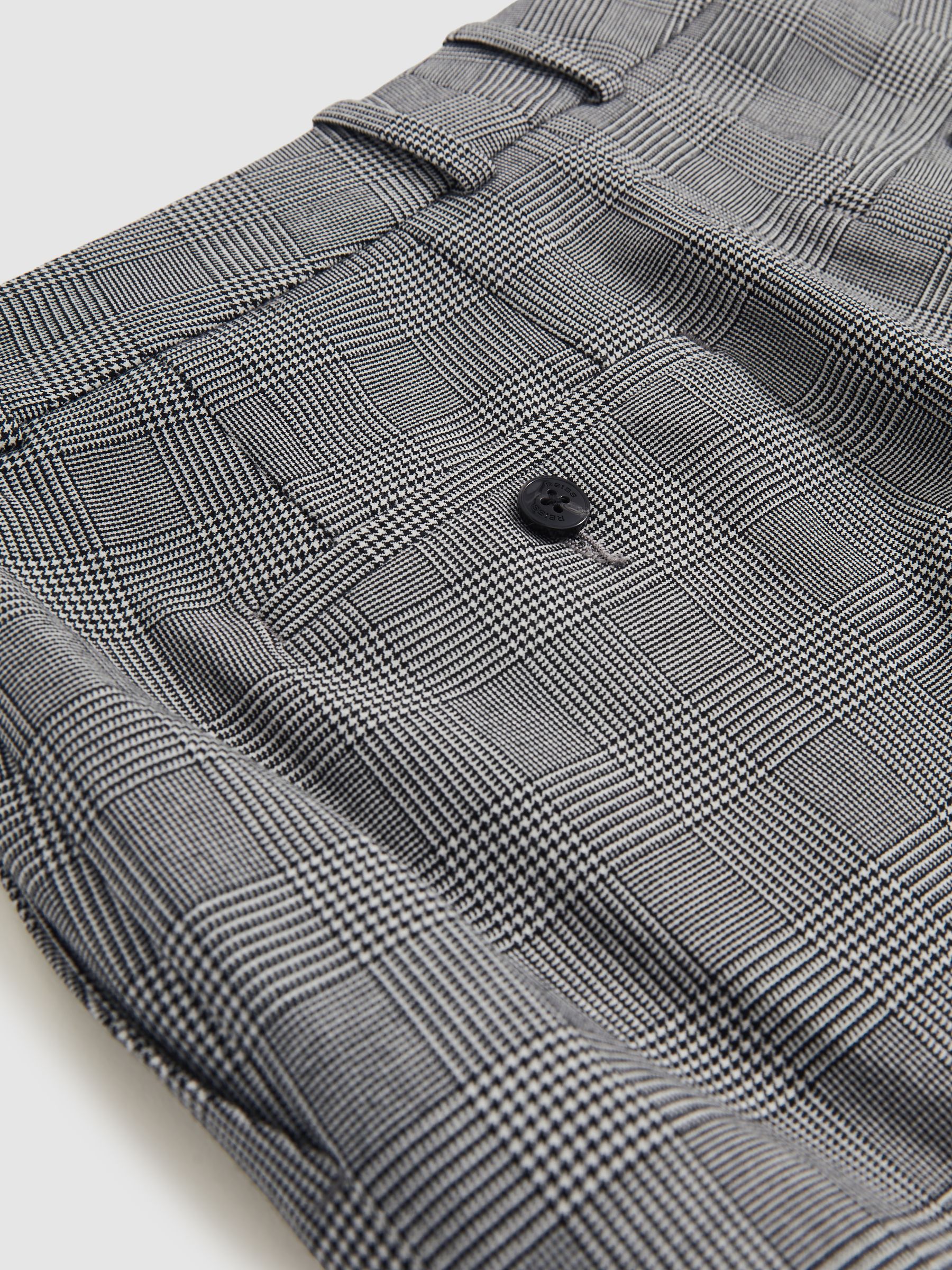 Check Slim-Fit Suit Trousers in Grey - Image 6 of 6