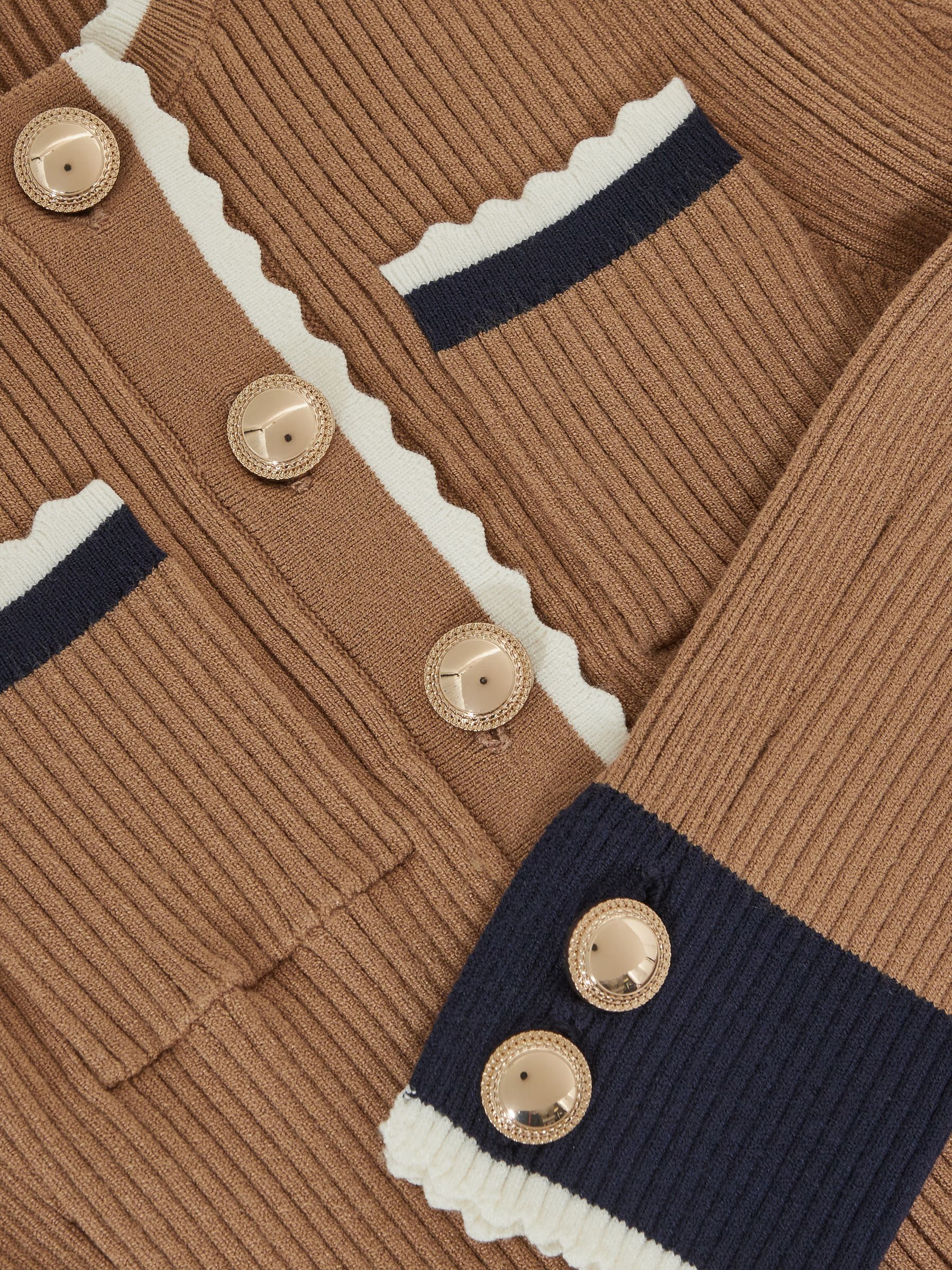 9-13 yrs Scallop-Trim Rib-Knit Dress in Camel - Image 4 of 4