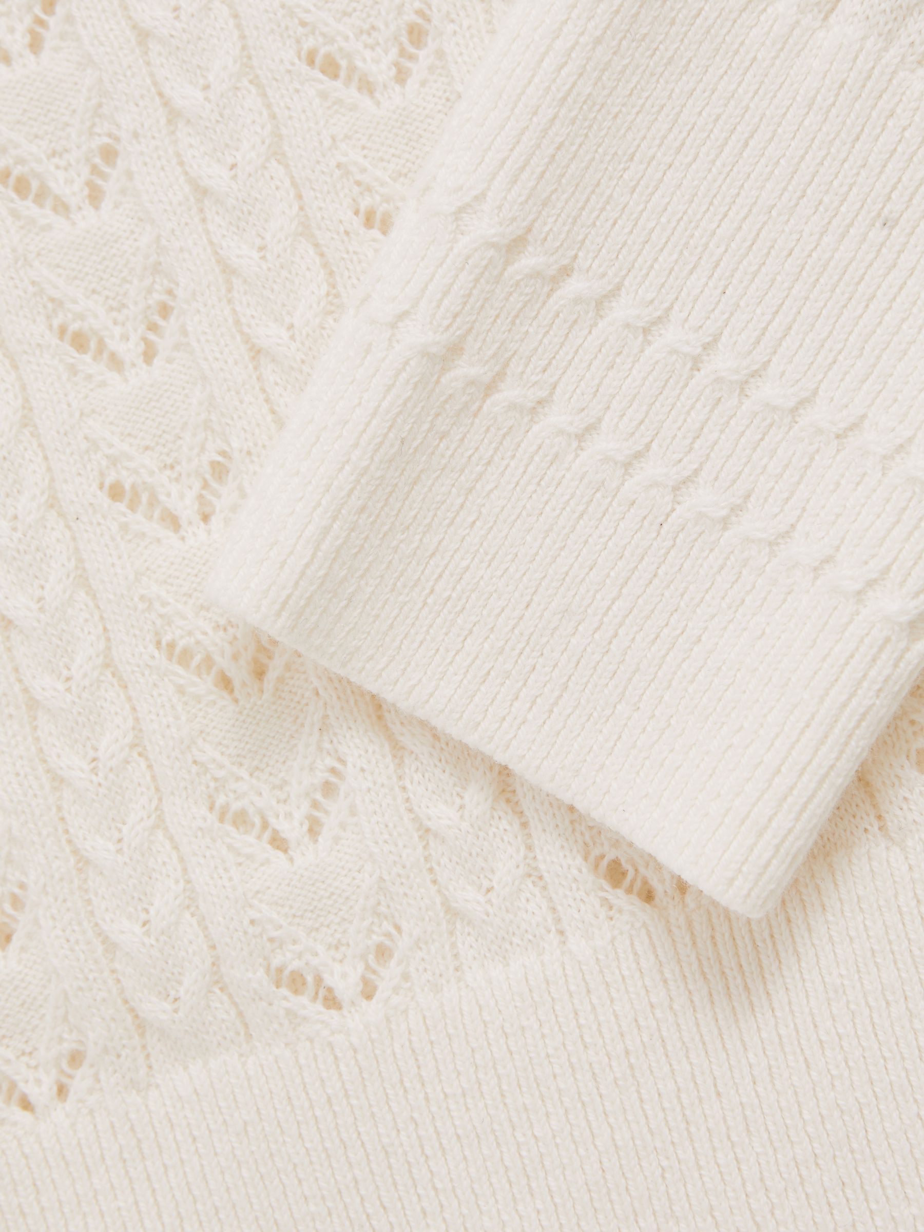 3-9 yrs Wool-Cotton Pointelle Jumper in Ivory - Image 4 of 4