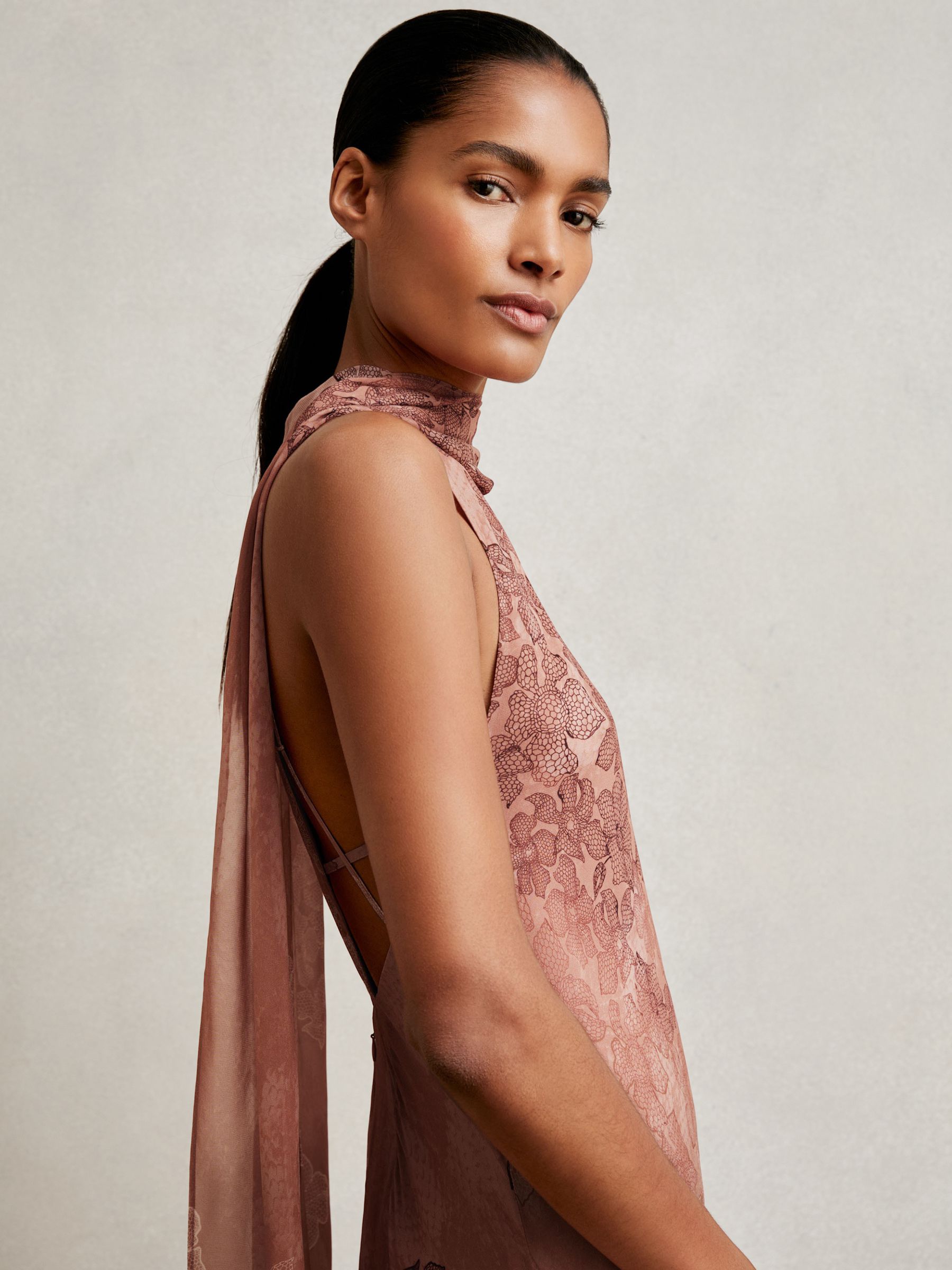 Chiffon Floral Cape Maxi Dress in Pale Pink - image 3