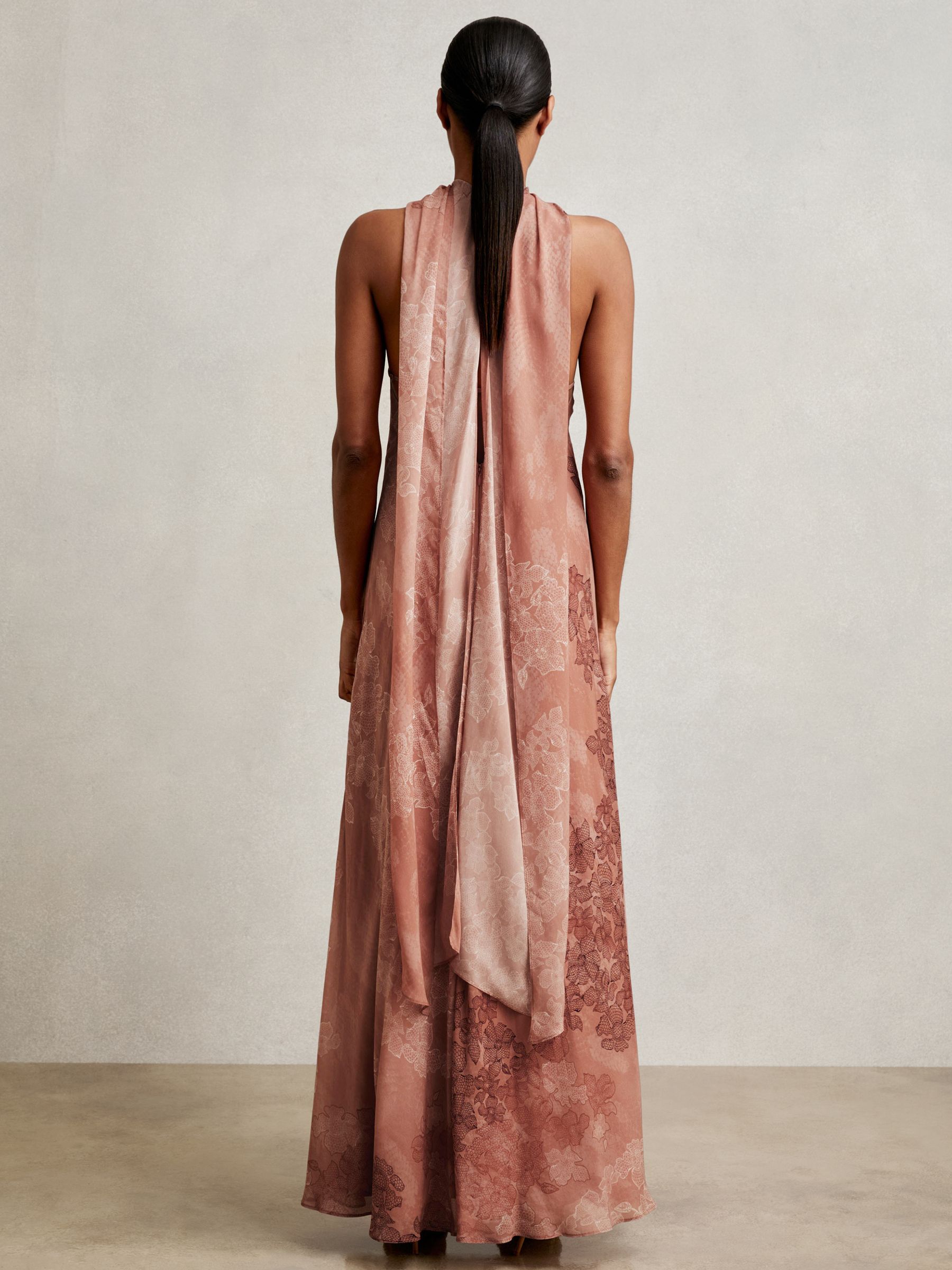 Chiffon Floral Cape Maxi Dress in Pale Pink - Image 4 of 6