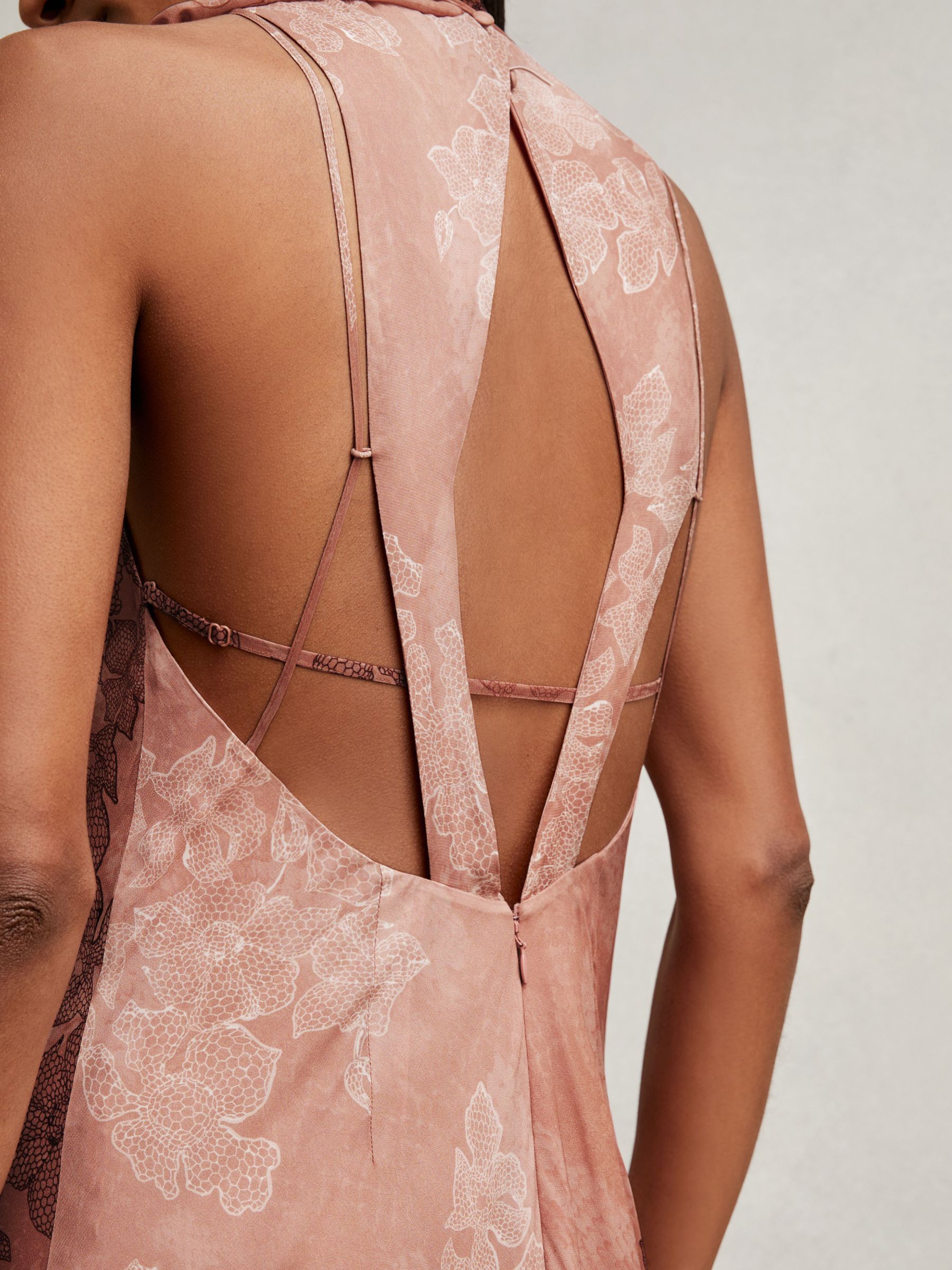 Chiffon Floral Cape Maxi Dress in Pale Pink - Image 5 of 6
