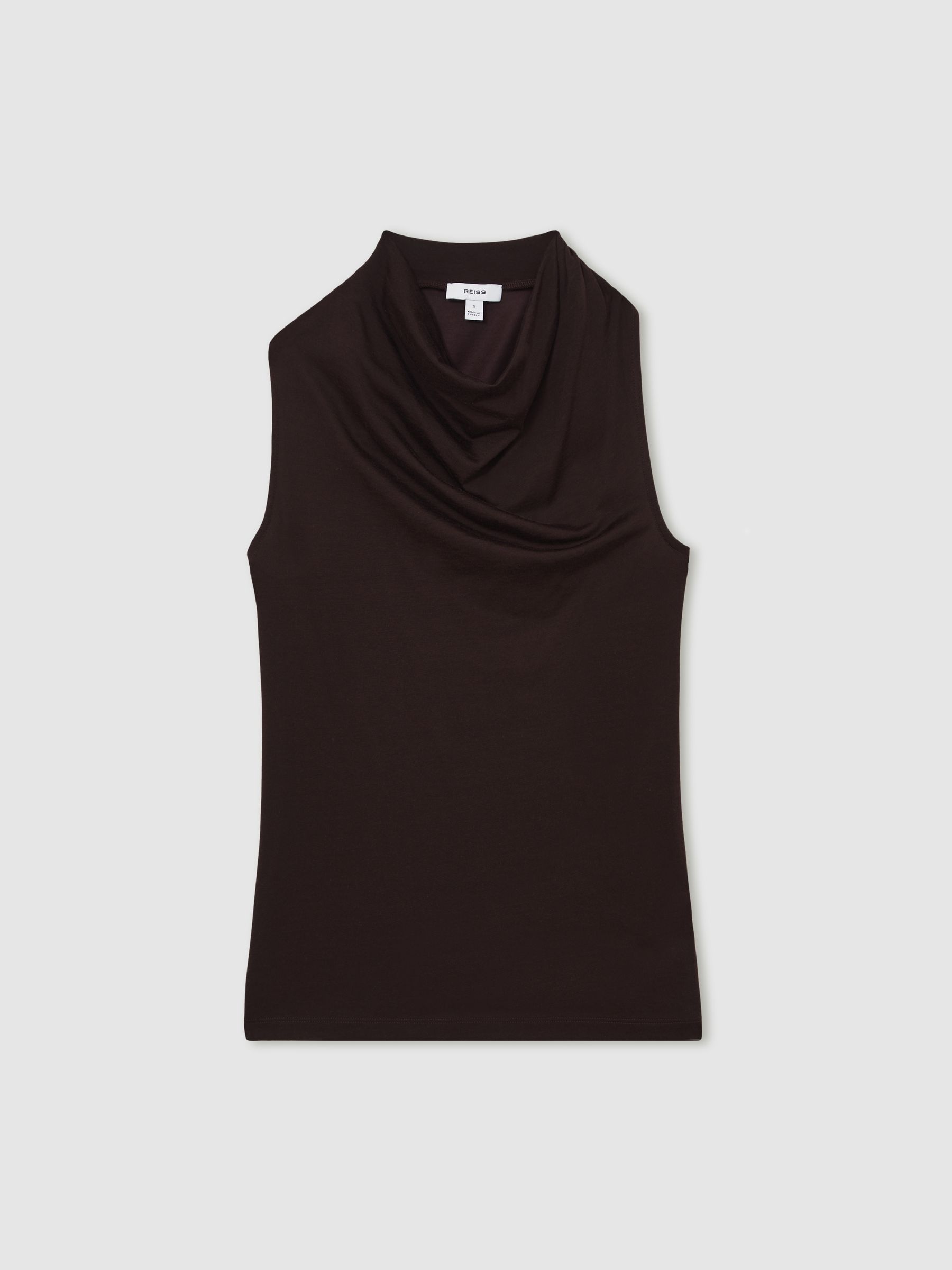 Cotton-Blend Cowl-Neck Sleeveless Top in Plum Purple - Image 2 of 5