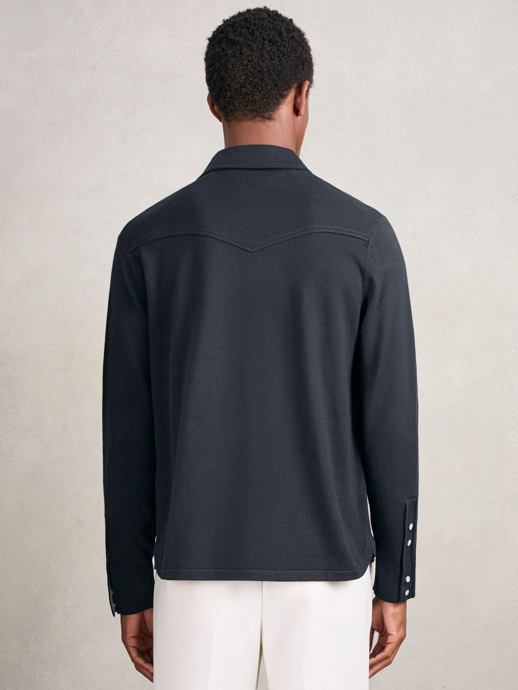 Cotton-Cashmere Western Knitted Shirt in Navy - image 5