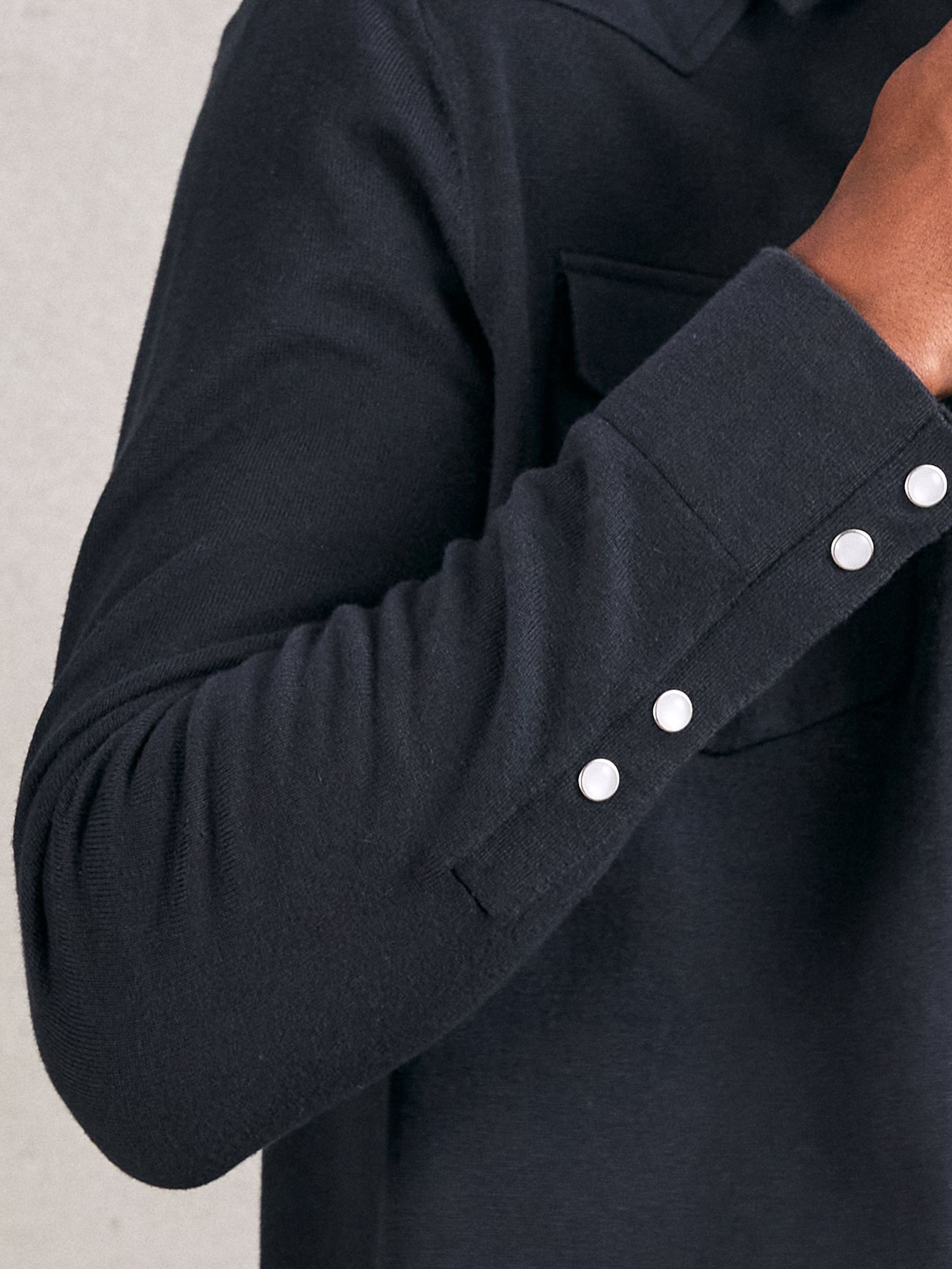 Cotton-Cashmere Western Knitted Shirt in Navy - image 4