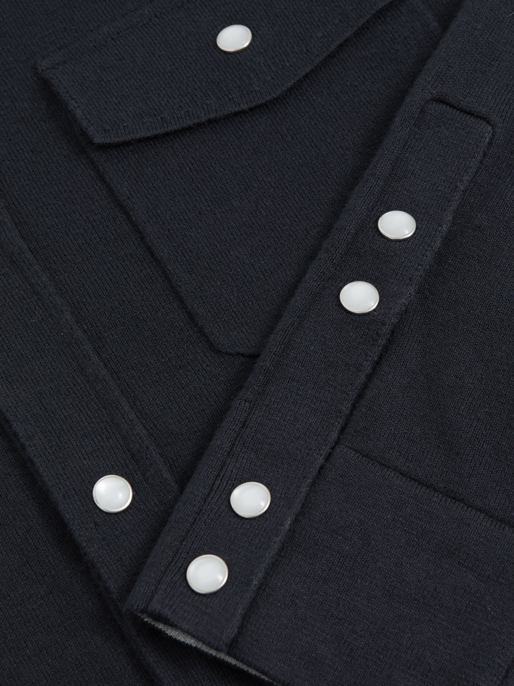 Cotton-Cashmere Western Knitted Shirt in Navy - Image 6 of 6