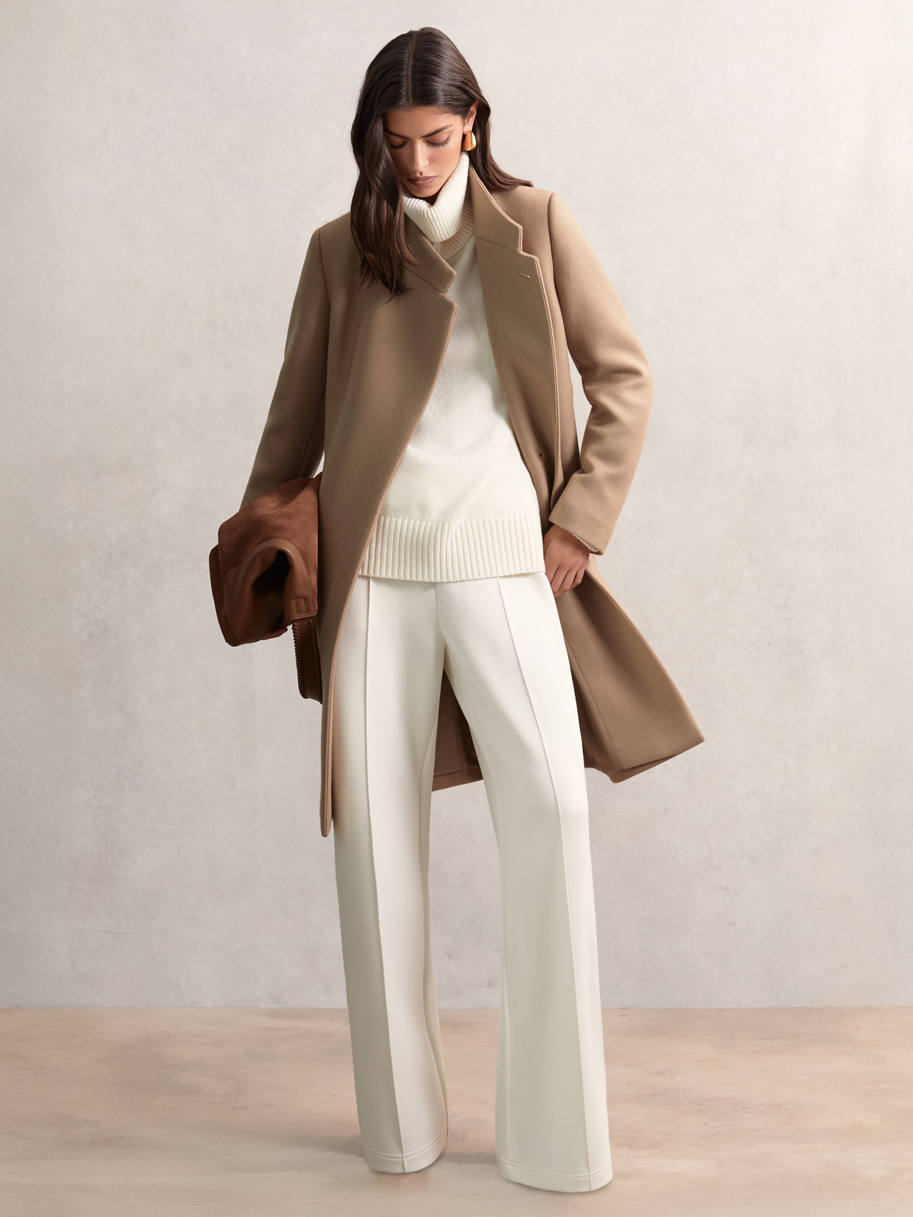 Wool-Blend Wrapover Mid-Length Coat in Camel - image 4