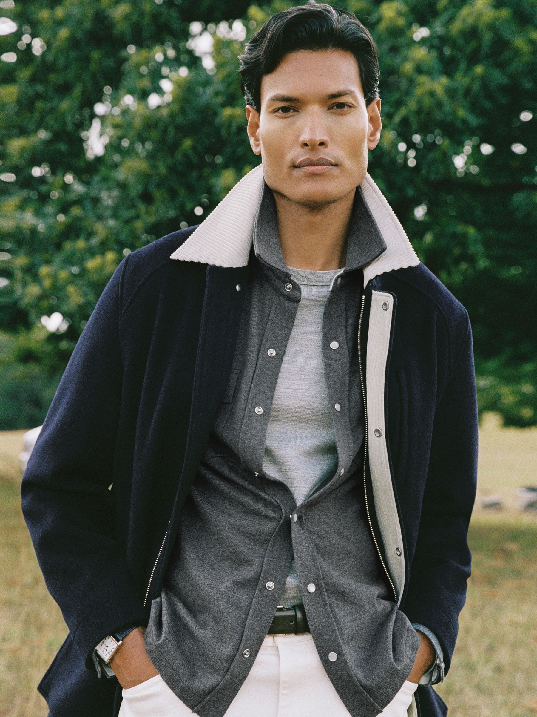 Cotton-Cashmere Western Knitted Shirt in Charcoal Grey - image 5