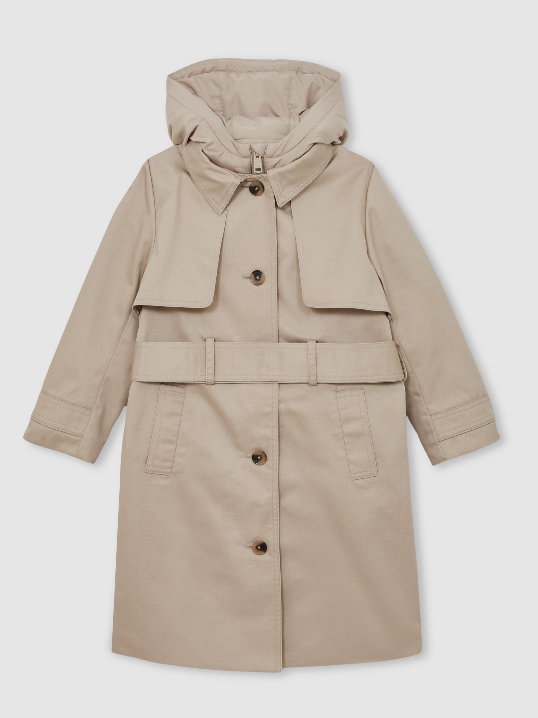 3-9 yrs Removable-Hood Trench Coat in Stone - Image 2 of 5