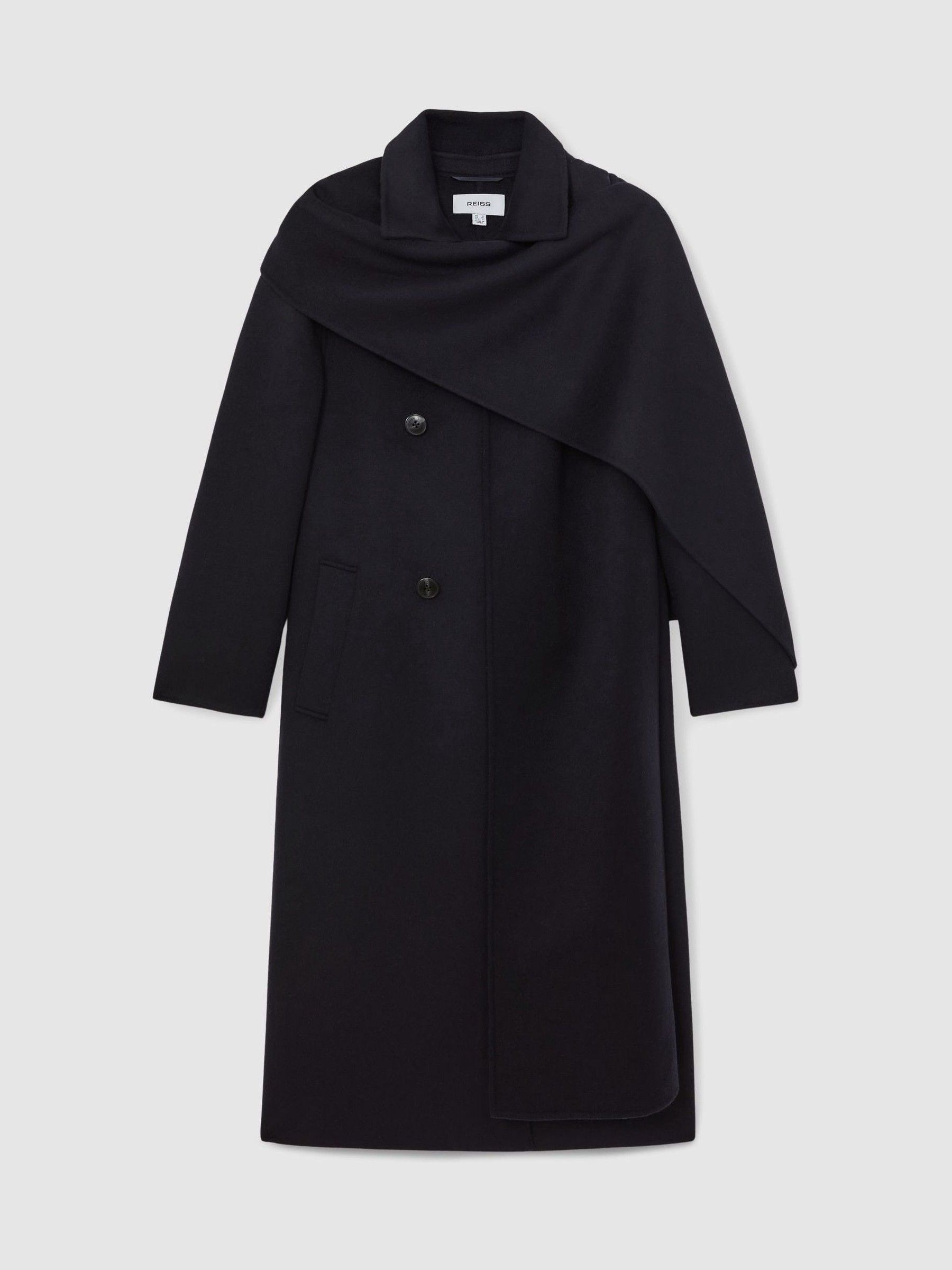 Petite Wool-Blend Scarf Blindseam Coat in Navy - Image 2 of 10