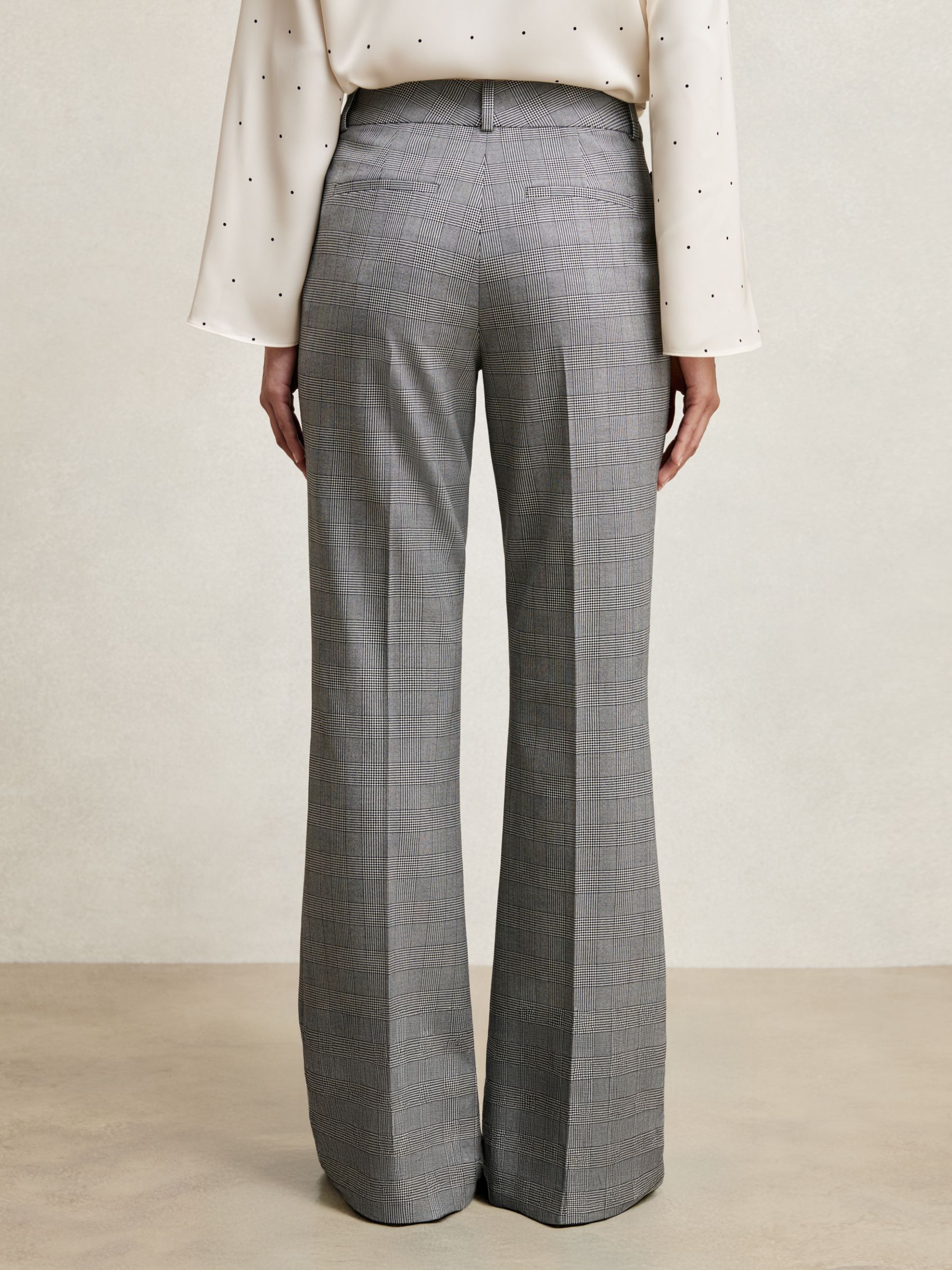 Petite Check Flared Suit Trousers in Grey - Image 5 of 7