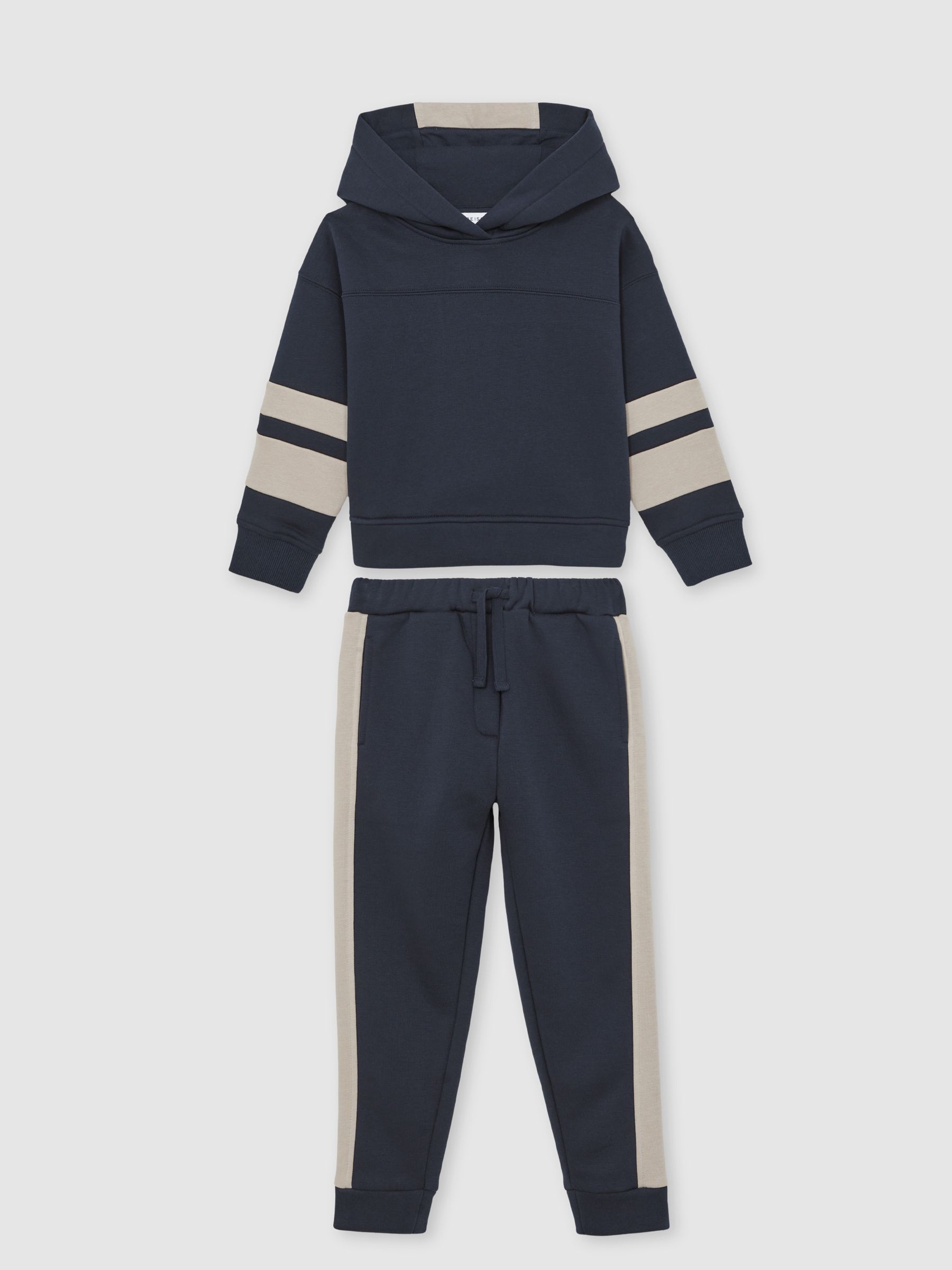 9-13 yrs Cotton-Blend Joggers and Hoodie Set in Navy - Image 2 of 4