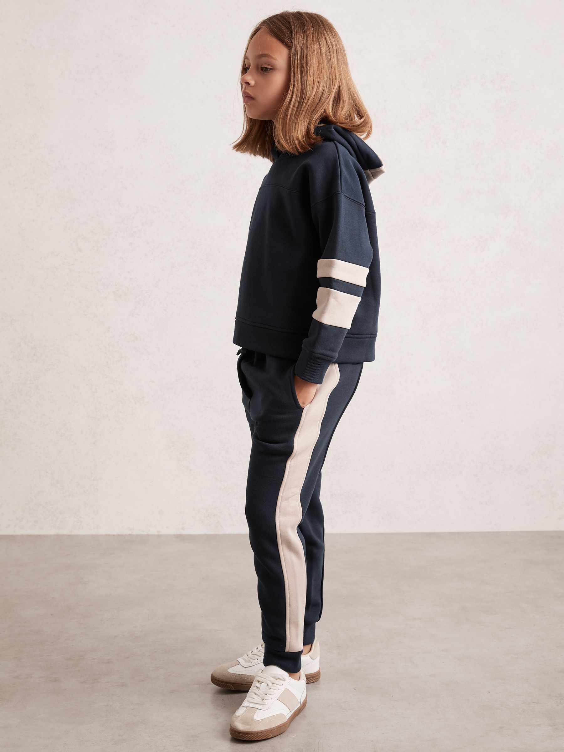 9-13 yrs Cotton-Blend Joggers and Hoodie Set in Navy - Image 3 of 4