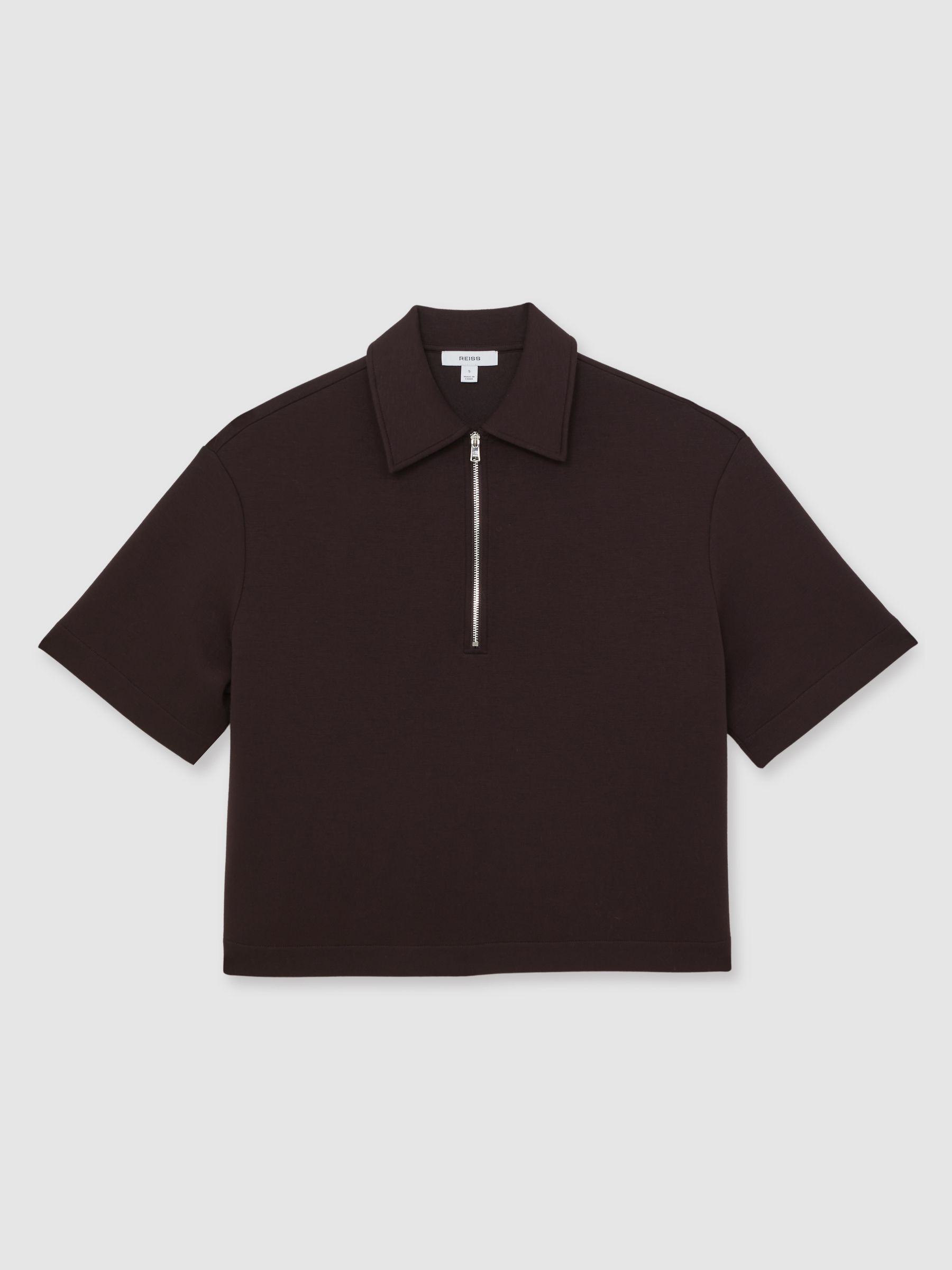 Short-Sleeve Half-Zip Sweatshirt in Plum Purple - Image 2 of 5