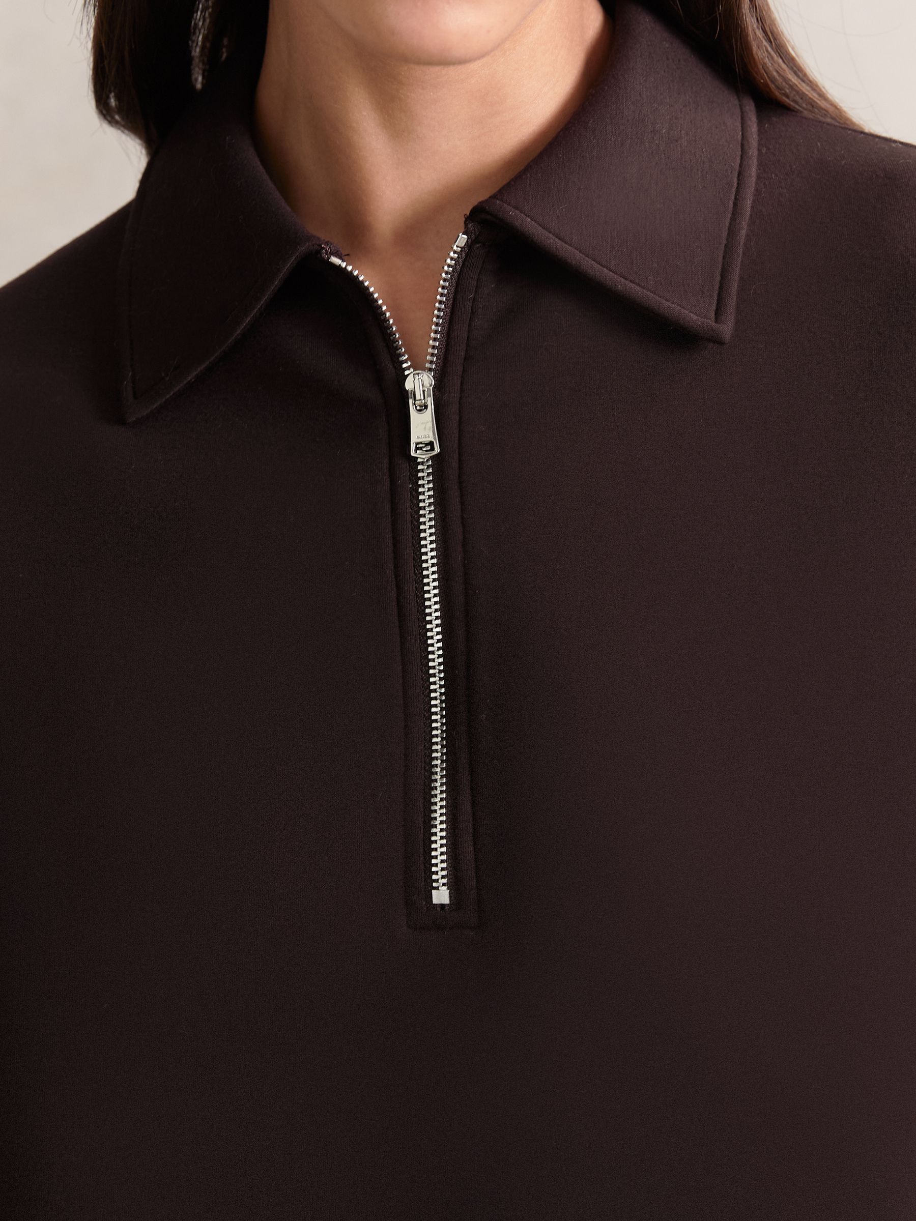 Short-Sleeve Half-Zip Sweatshirt in Plum Purple - Image 3 of 5