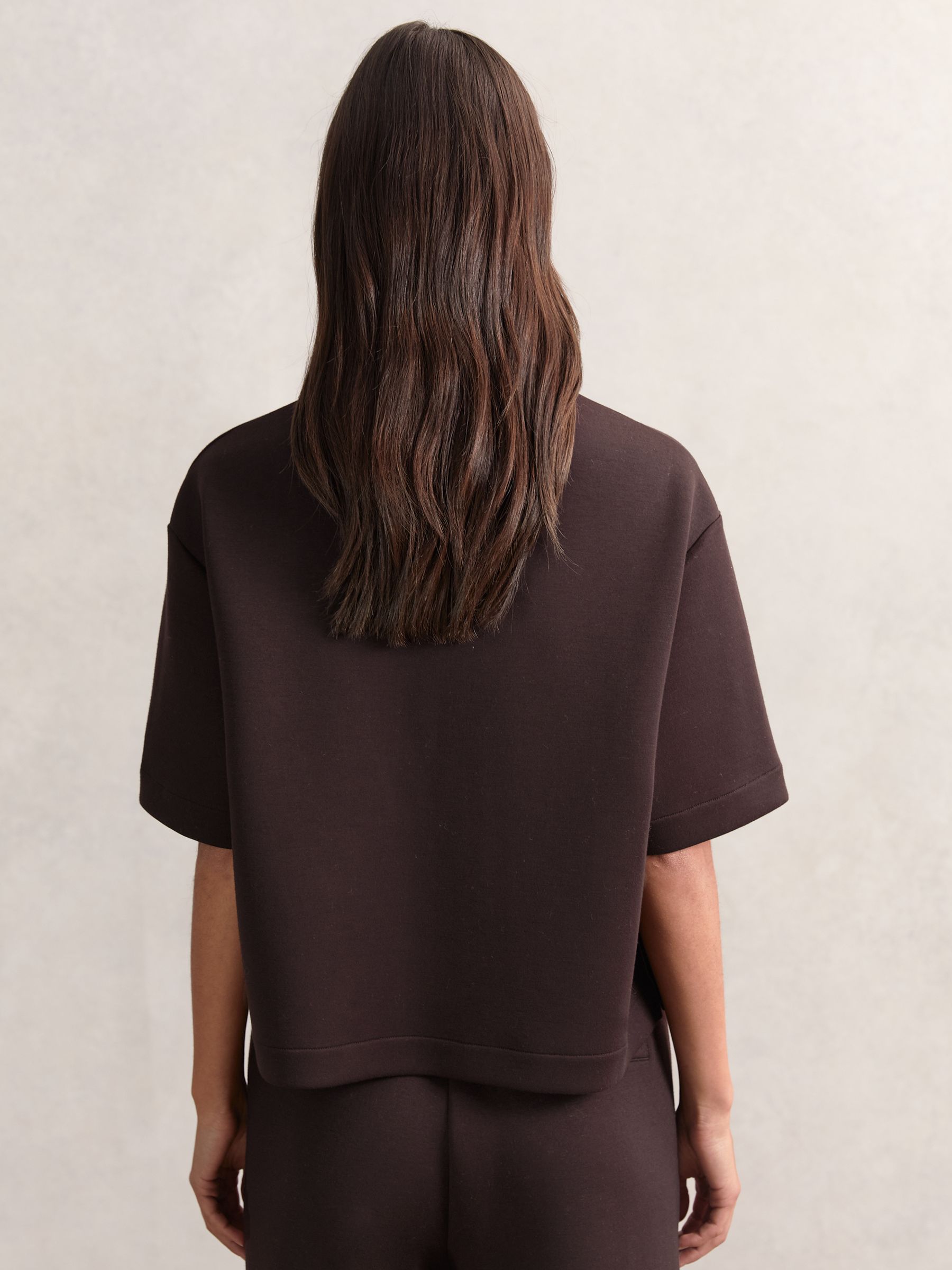 Short-Sleeve Half-Zip Sweatshirt in Plum Purple - image 4
