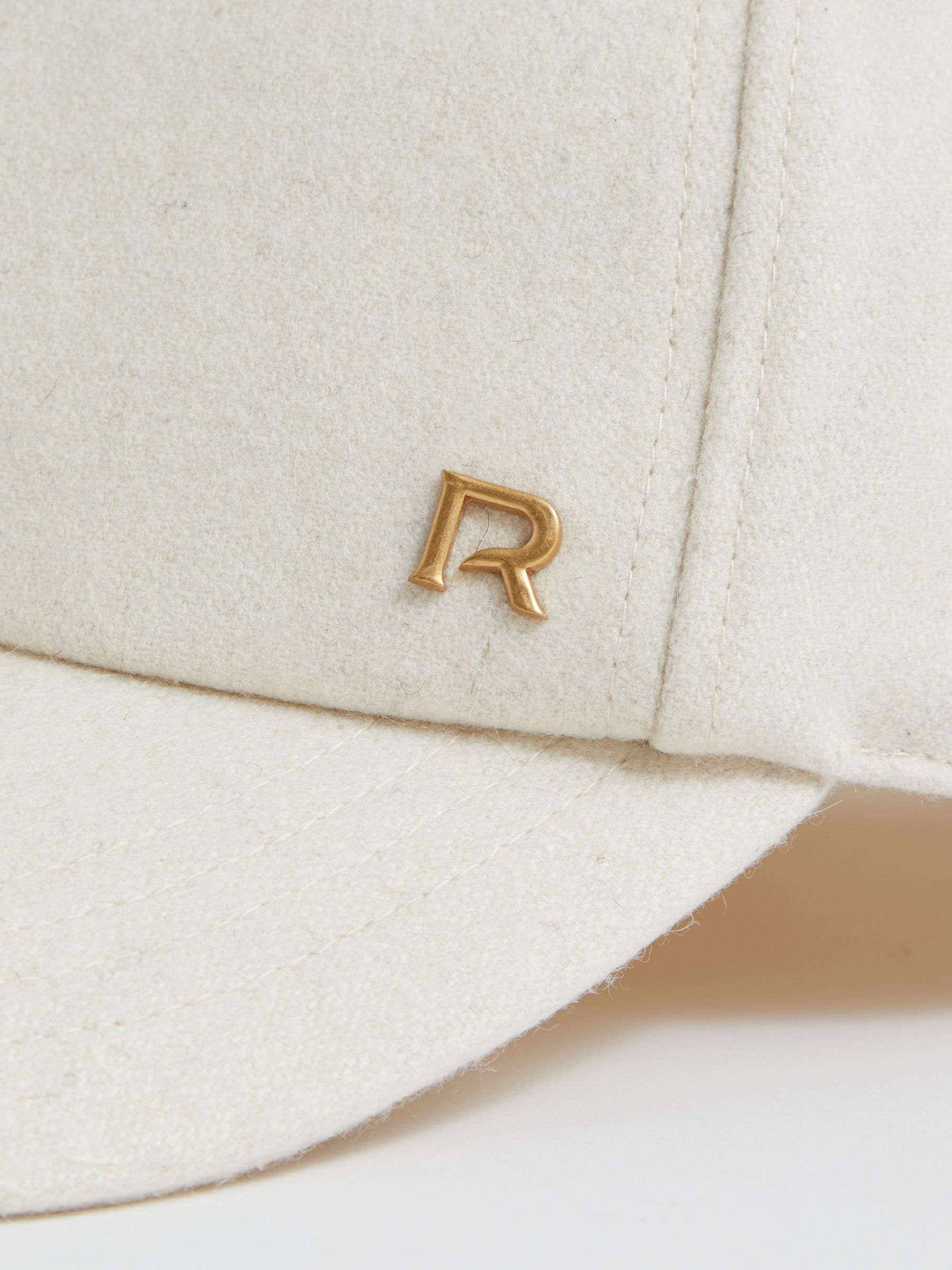 Wool-Blend Flannel Baseball Cap in Cream - image 2