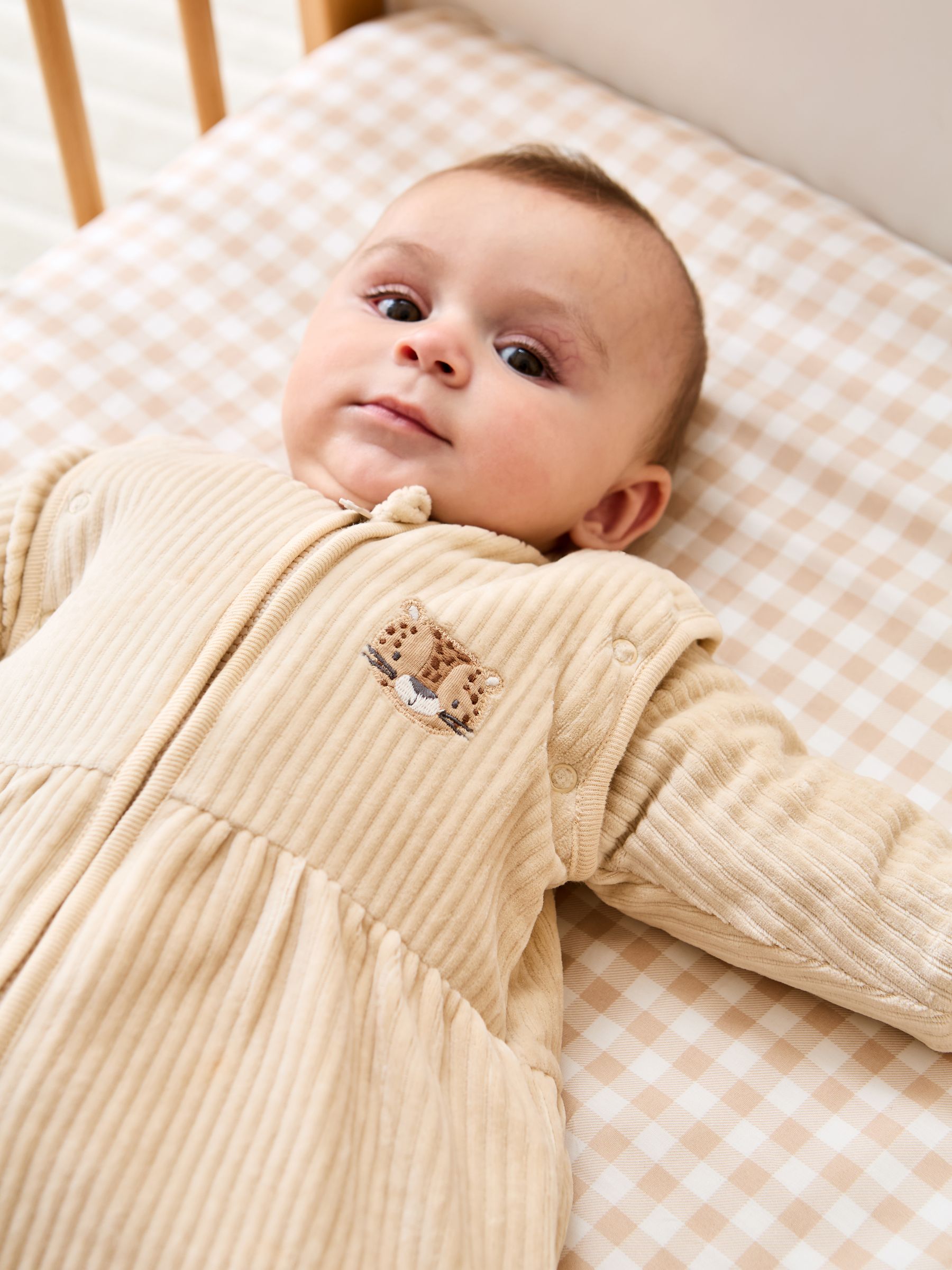 Neutral Leopard Ribbed Velour 3.5 Tog Baby Sleeping Bag - Image 2 of 6