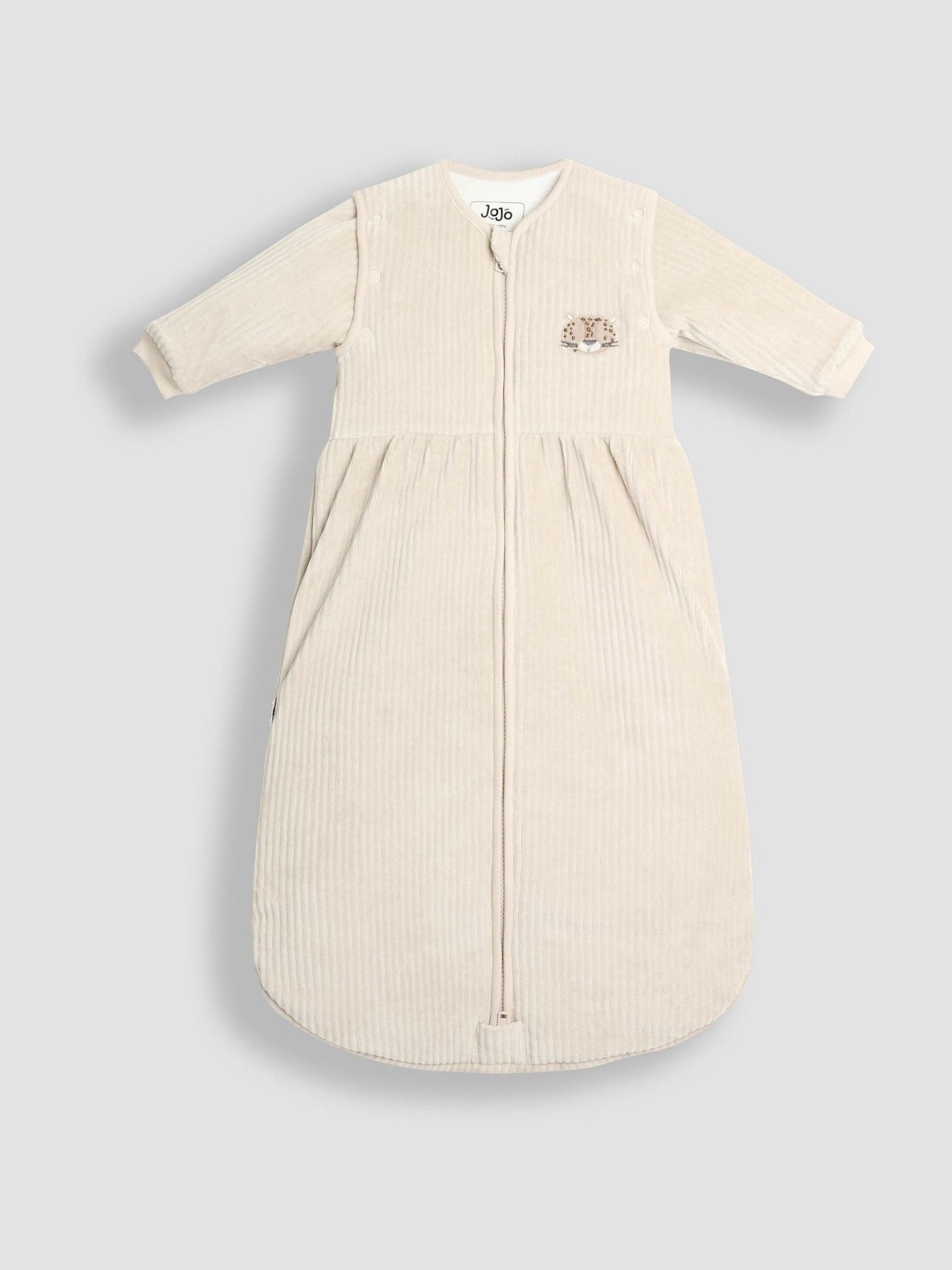 Neutral Leopard Ribbed Velour 3.5 Tog Baby Sleeping Bag - Image 3 of 6