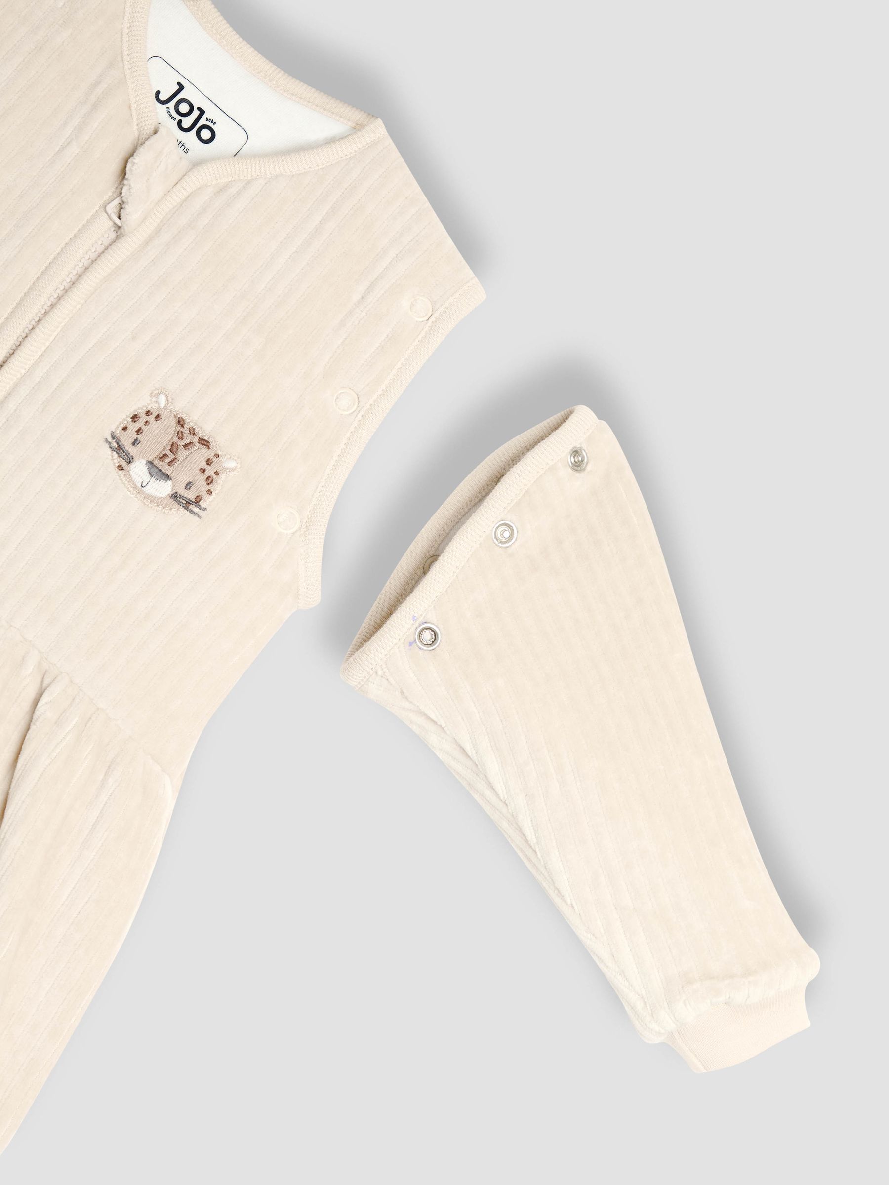 Neutral Leopard Ribbed Velour 3.5 Tog Baby Sleeping Bag - Image 5 of 6