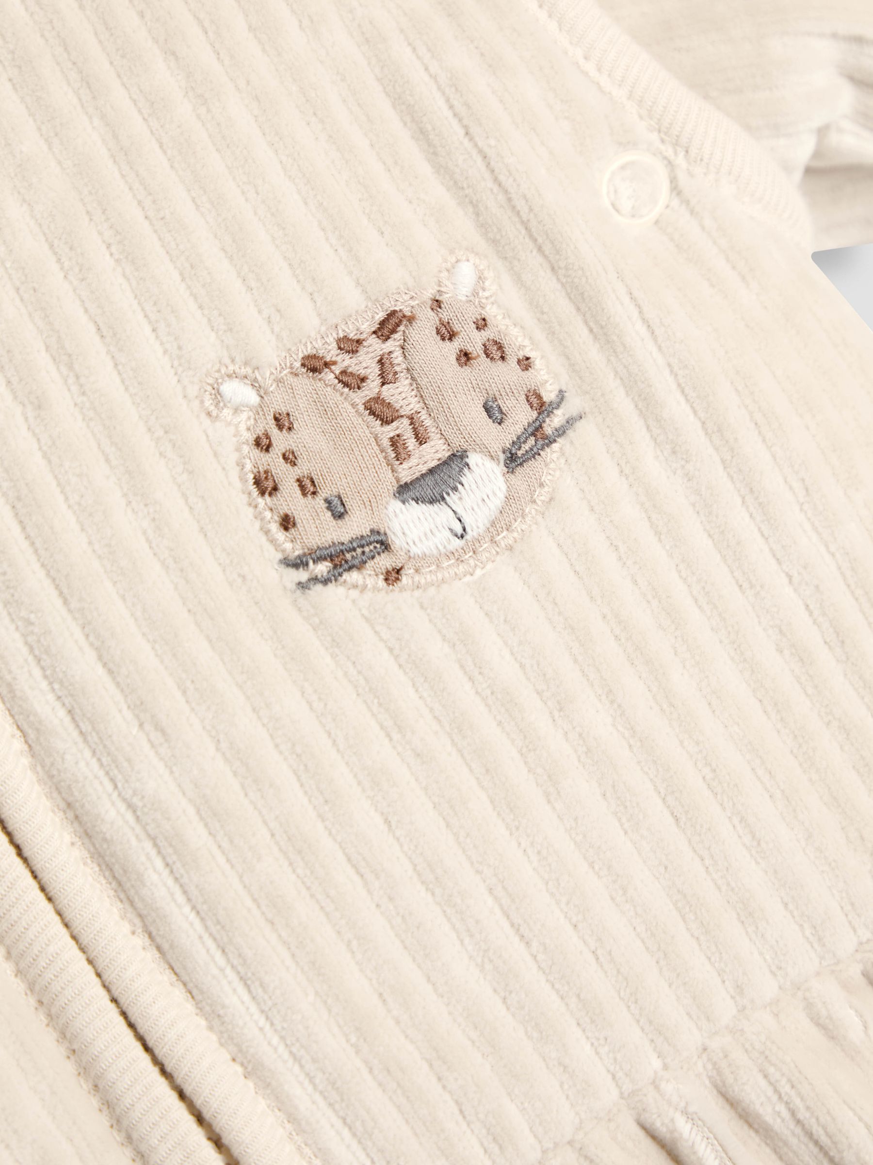 Neutral Leopard Ribbed Velour 3.5 Tog Baby Sleeping Bag - Image 6 of 6 Neutral Leopard Ribbed Velour 3.5 Tog Baby Sleeping Bag - Image 6 of 6