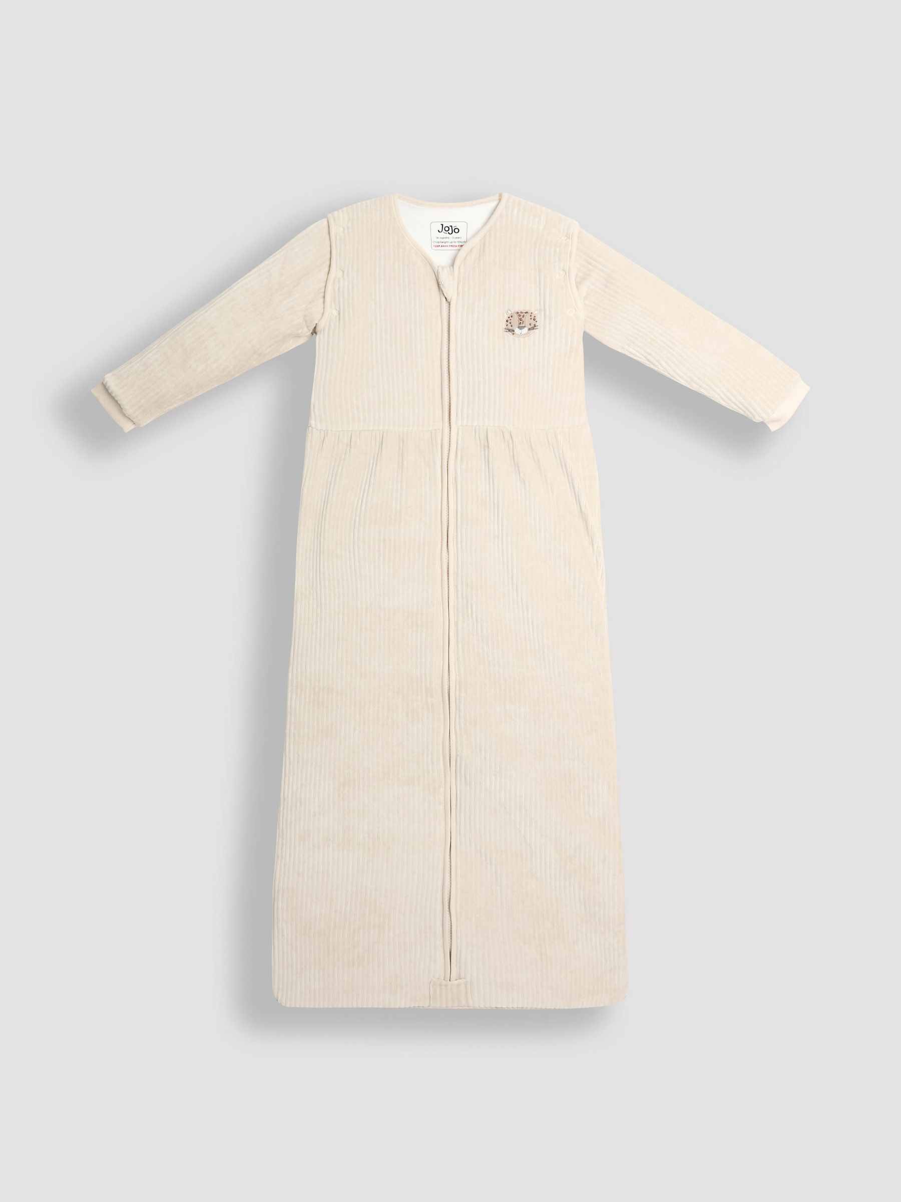 Neutral Leopard Ribbed Velour 3.5 Tog Toddler Sleeping Bag - Image 1 of 5