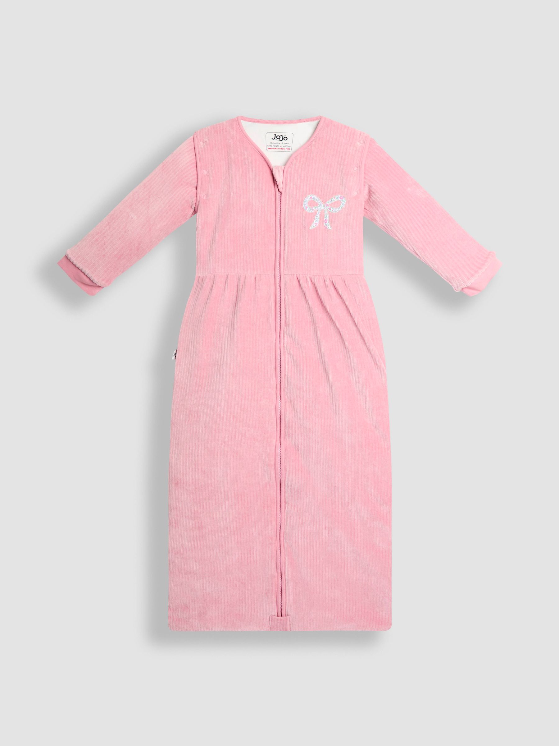 Pink Ribbed Velour 3.5 Tog Baby Sleeping Bag - Image 3 of 7