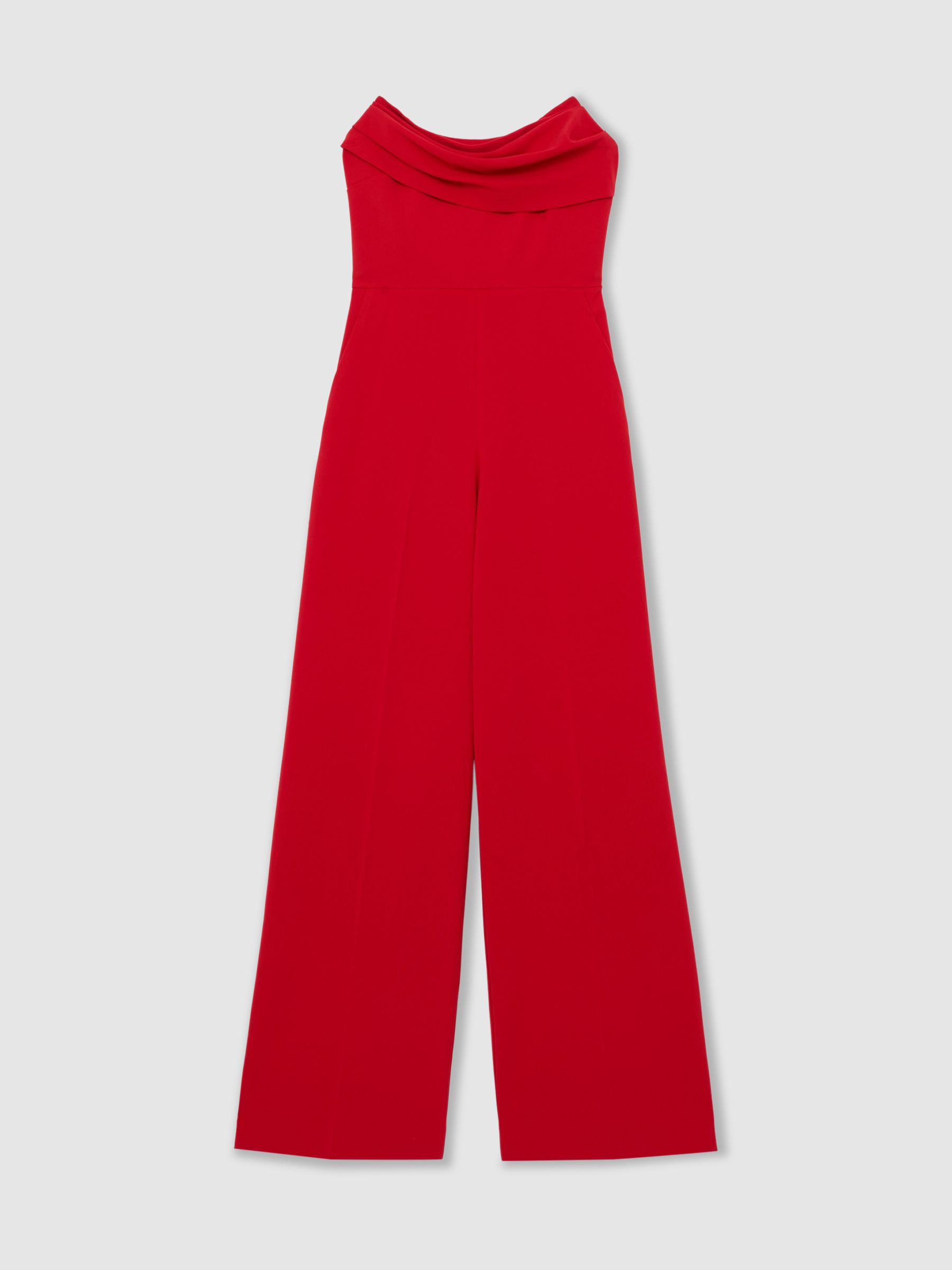 Structured Strapless Wide-Leg Jumpsuit in Red - Image 2 of 6