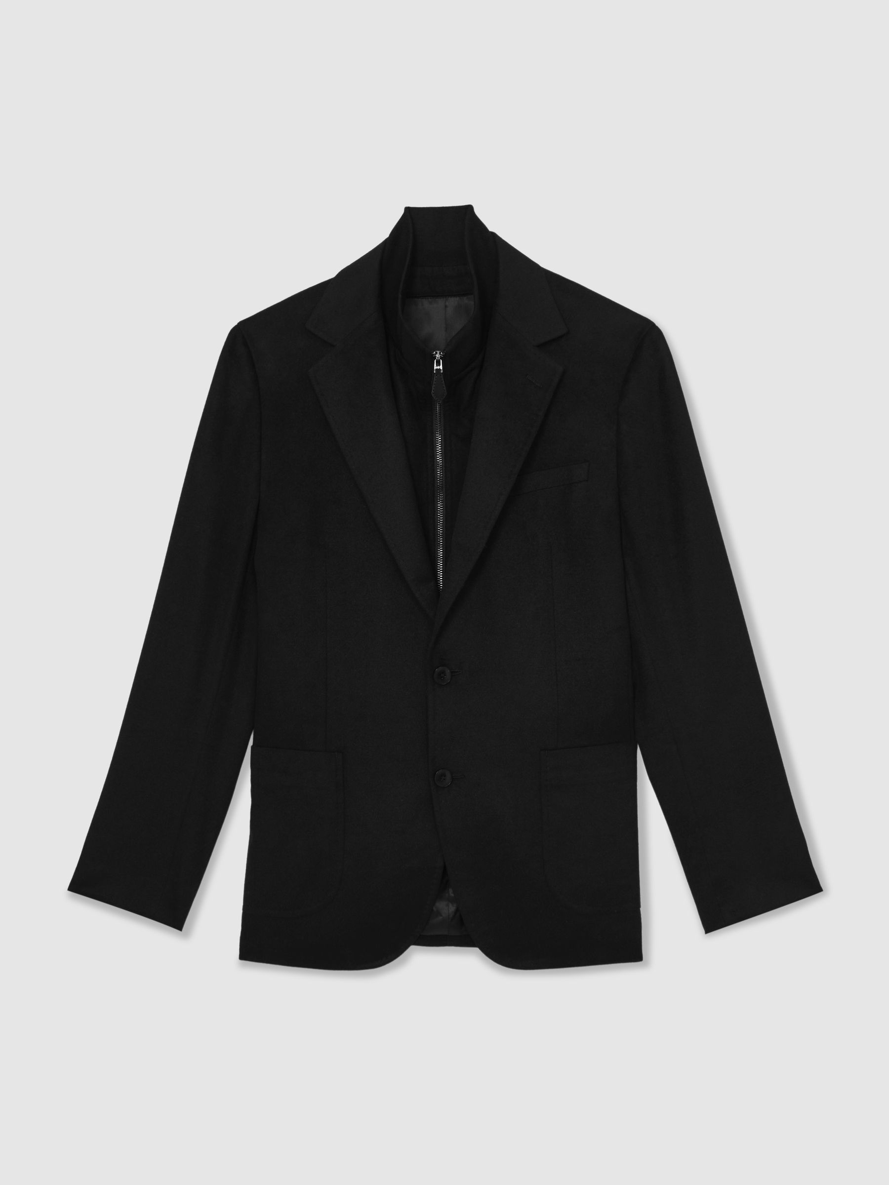 Single-Breasted Blazer With Gilet Insert Tailored-Fit in Black - image 1