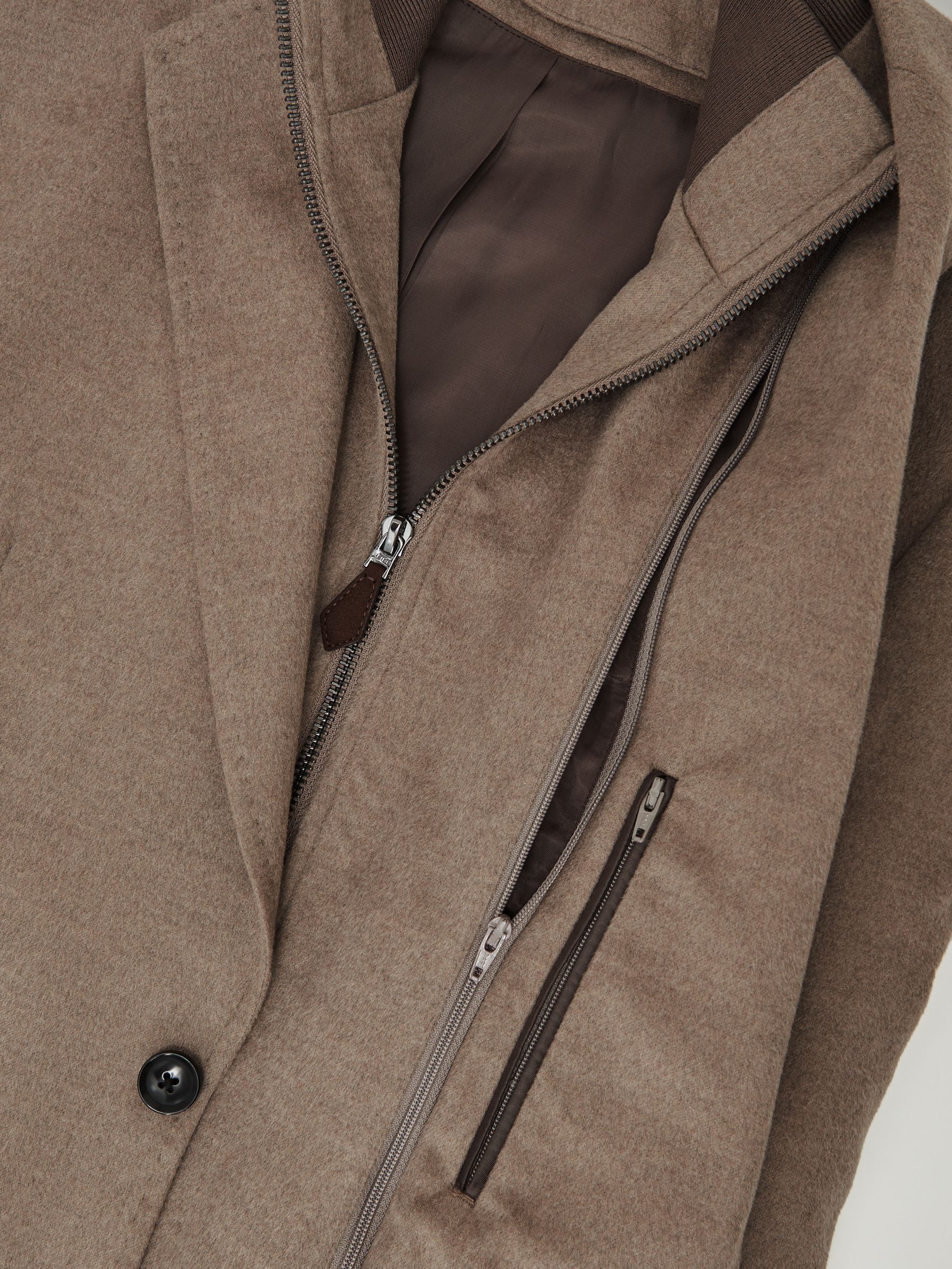 Single-Breasted Blazer With Gilet Insert Tailored-Fit in Mocha Brown - image 2