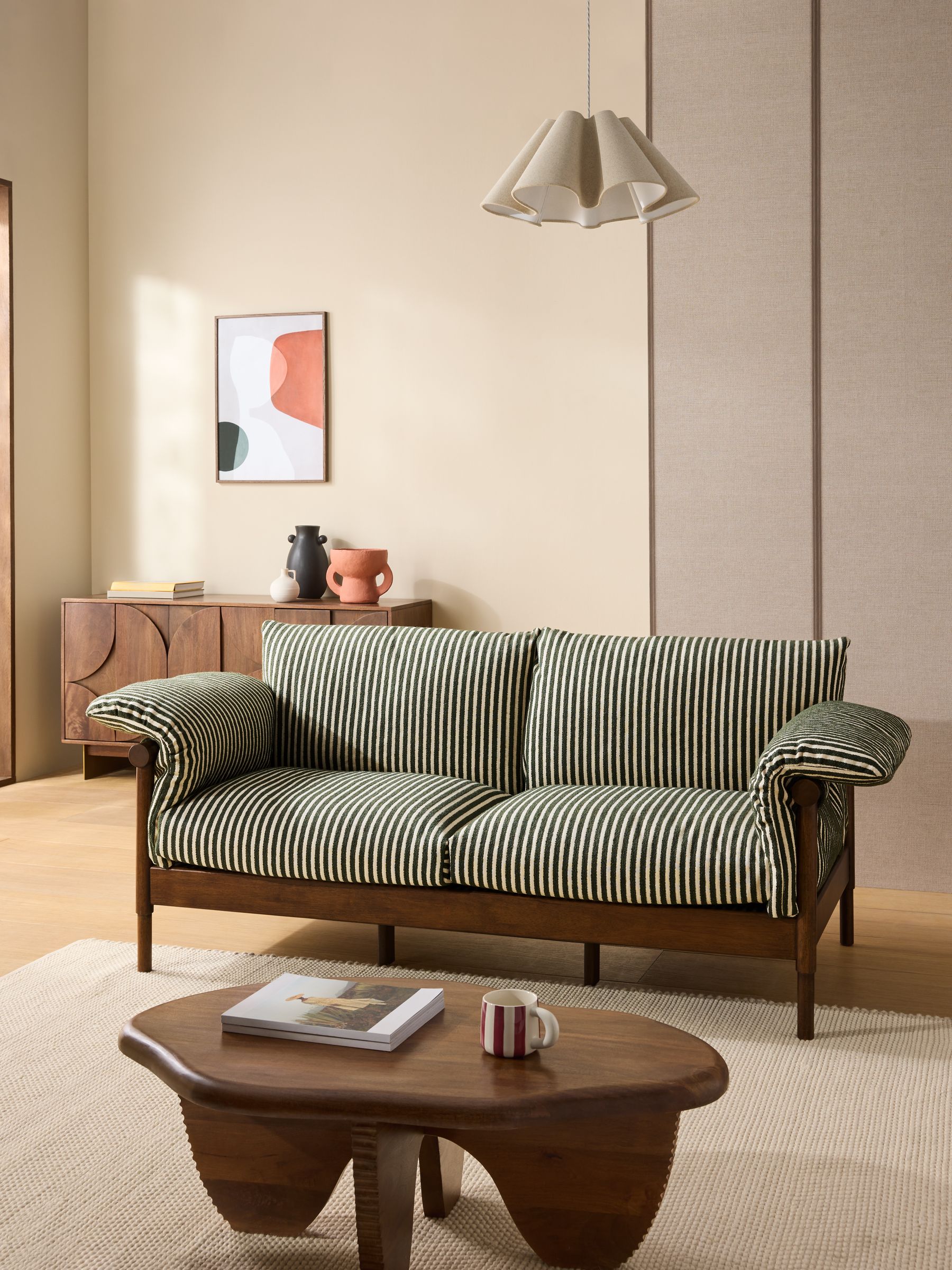 Solen Sofa in Dark Green Boucle Stripe - Image 1 of 3