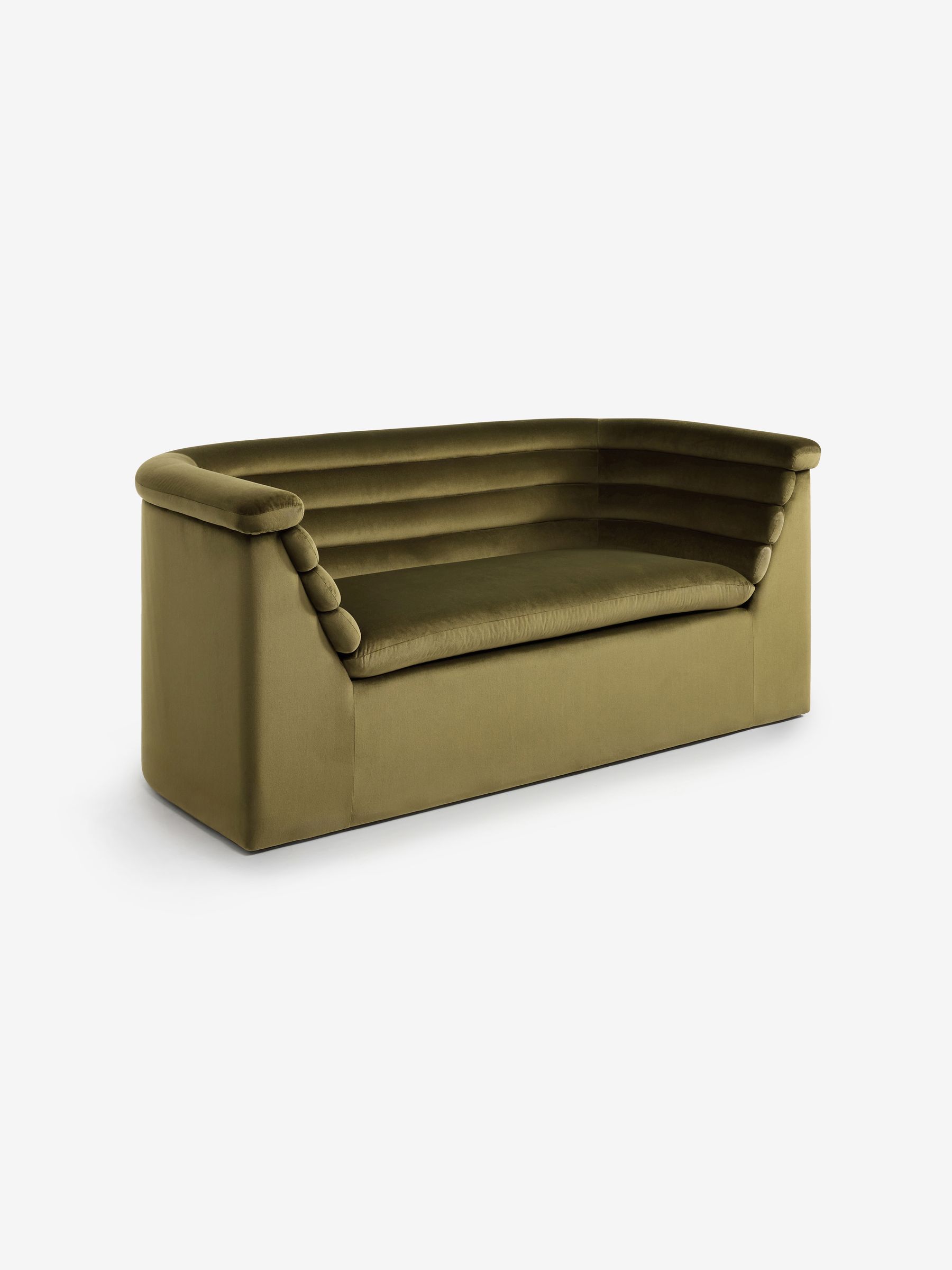 Olive Green Velvet Lineari 2 Seater Sofa - Image 4 of 5