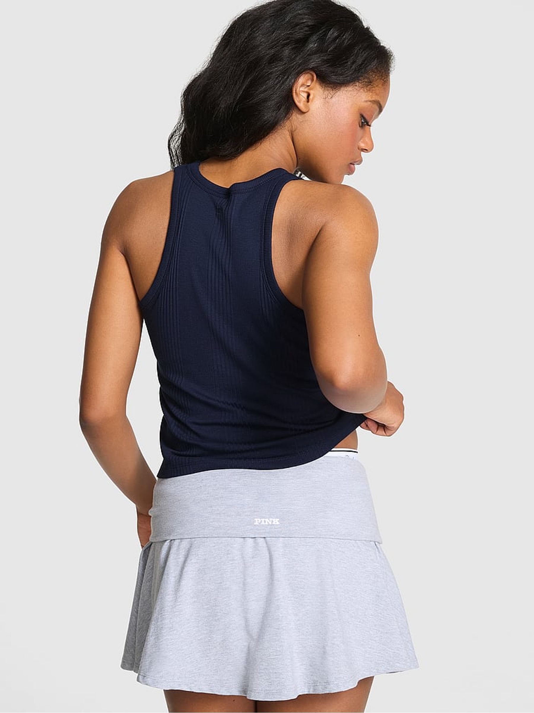 Noir Navy Blue Ribbed Tank Top - Image 2 of 2