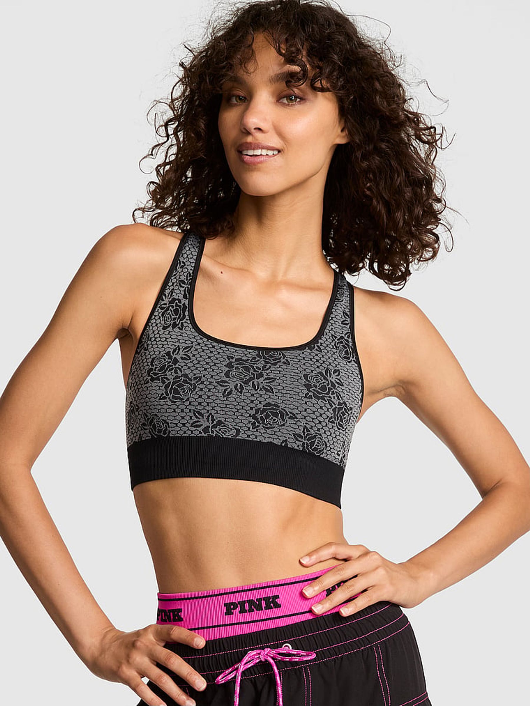 Black Rose Print Reversible Sports Bra - Image 3 of 3