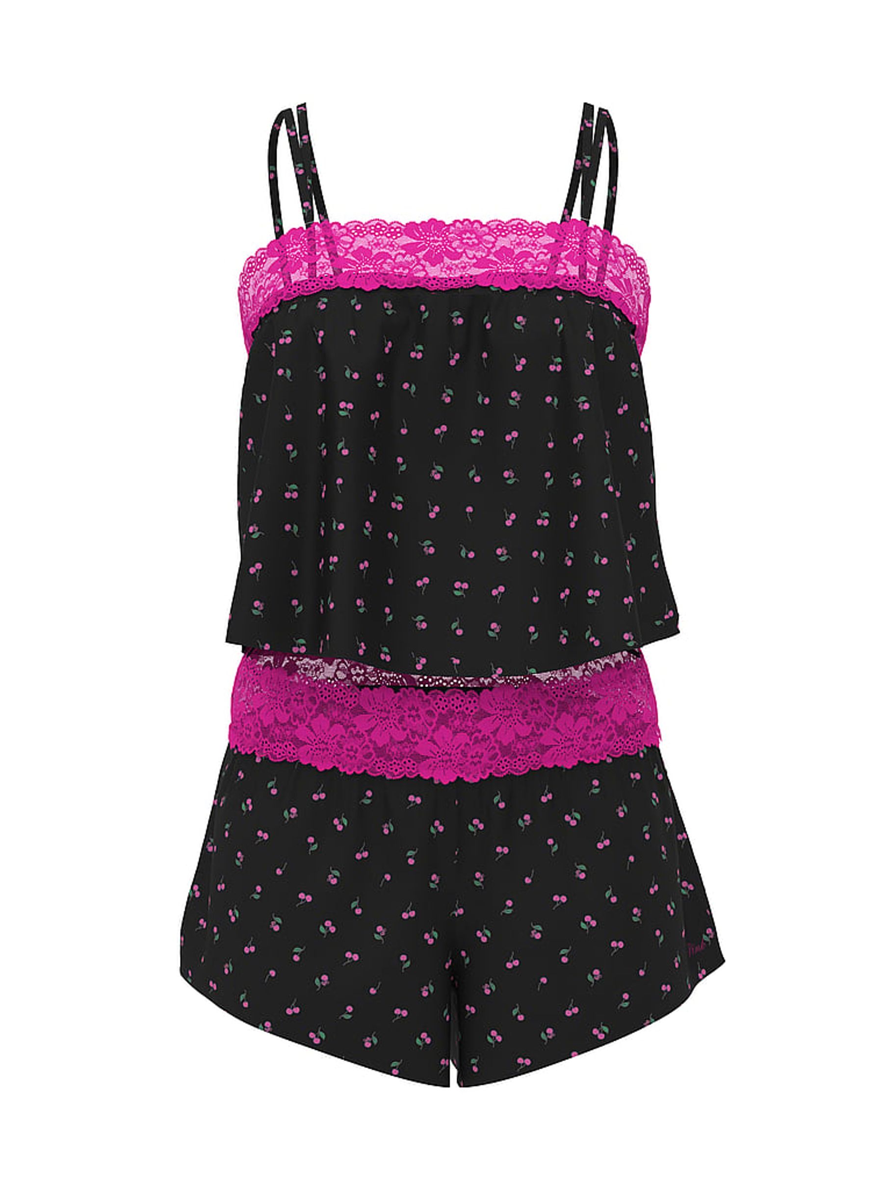 Black Lace Trim Pyjamas Set - Image 3 of 3