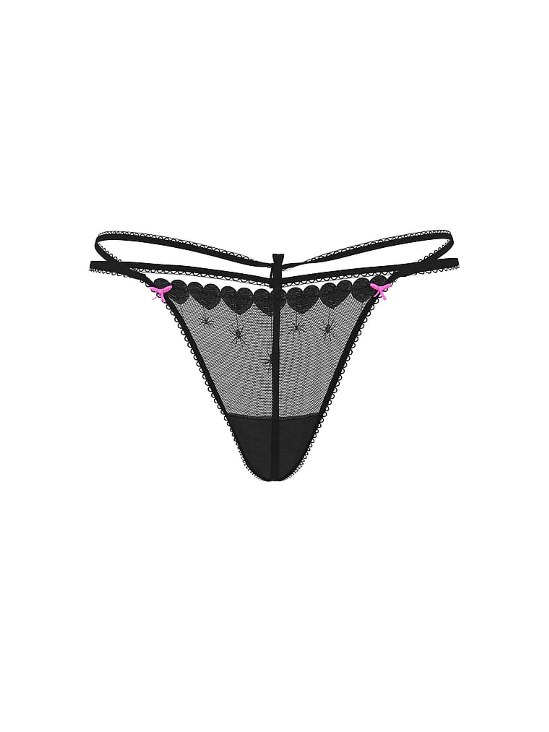 Black G-String Spider Web Embroidery Knickers - Image 3 of 3